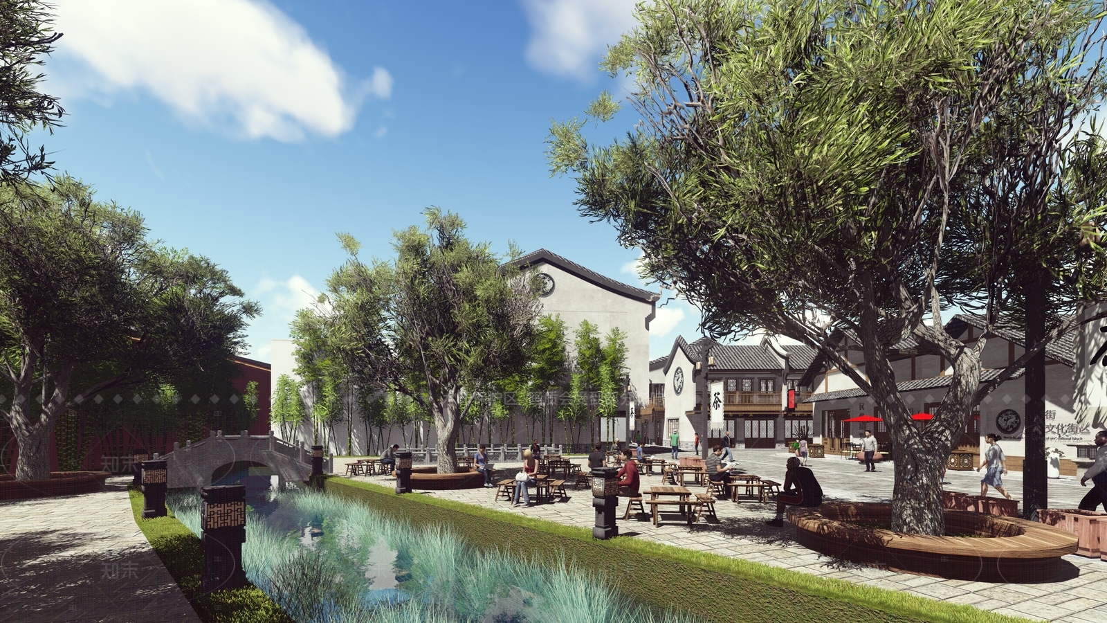 中式新中式商业街SU模型下载【ID:1208572257】