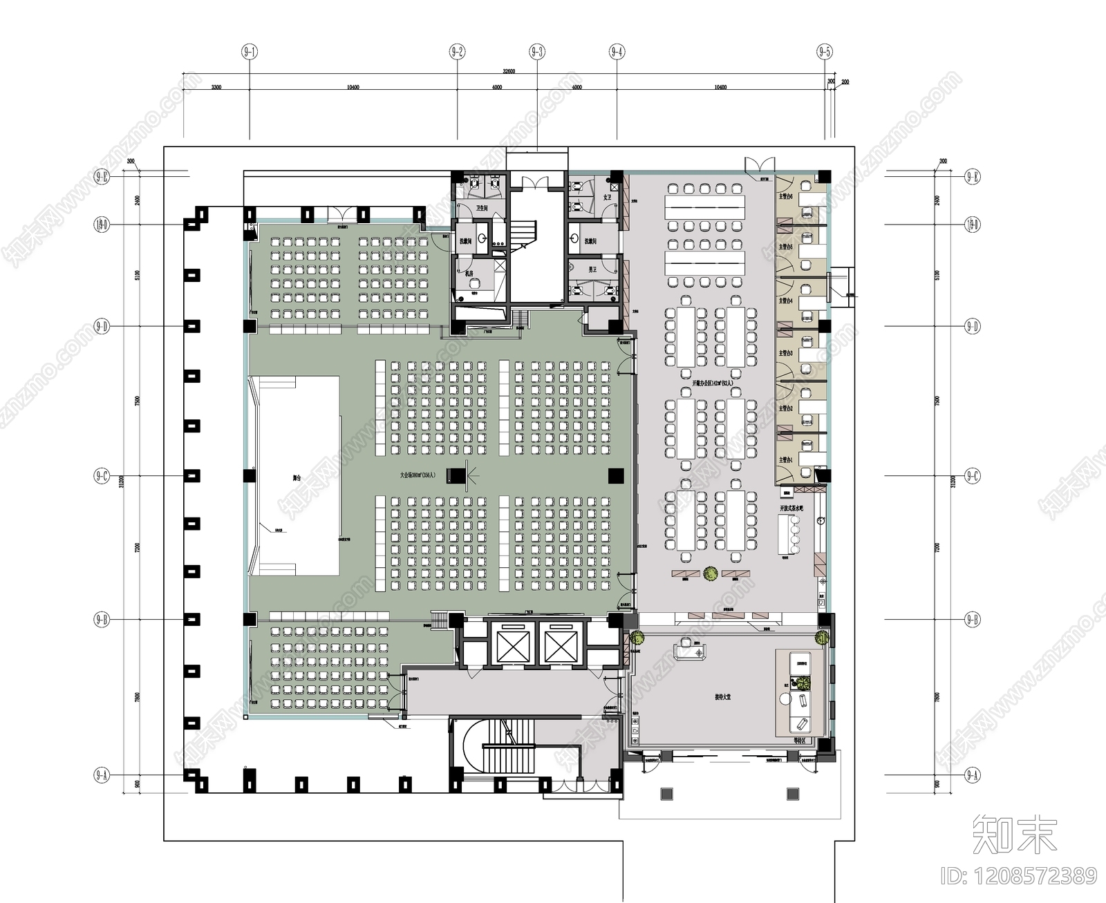 现代整体办公空间cad施工图下载【ID:1208572389】