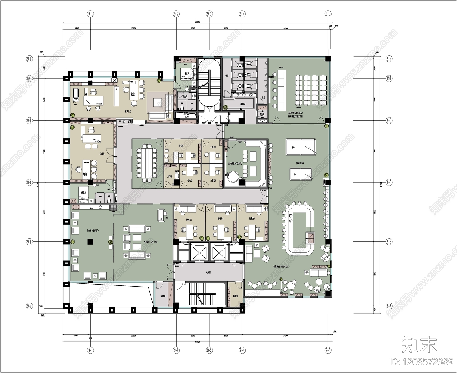 现代整体办公空间cad施工图下载【ID:1208572389】