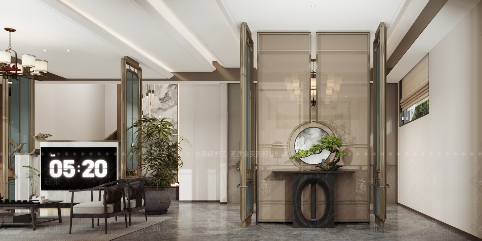 新中式别墅客餐厅3D模型下载【ID:1208572380】