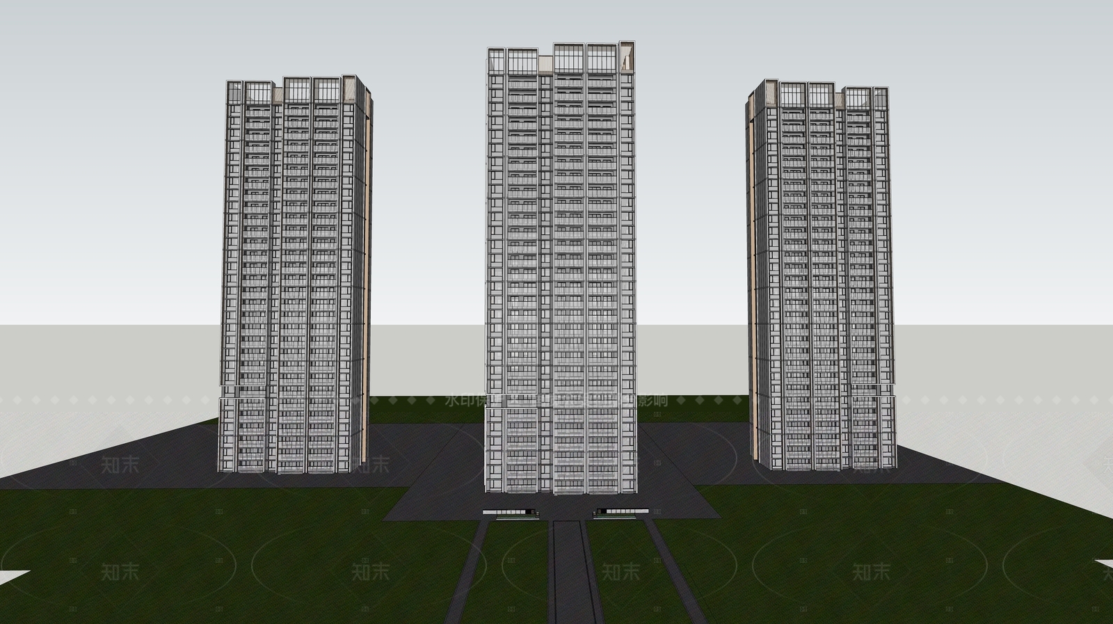 现代高层住宅SU模型下载【ID:1208573880】