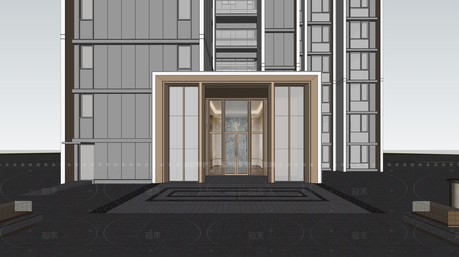 现代高层住宅SU模型下载【ID:1208573816】