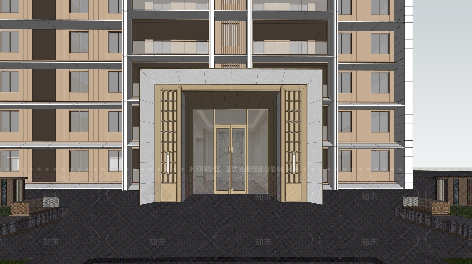 现代高层住宅SU模型下载【ID:1208573953】