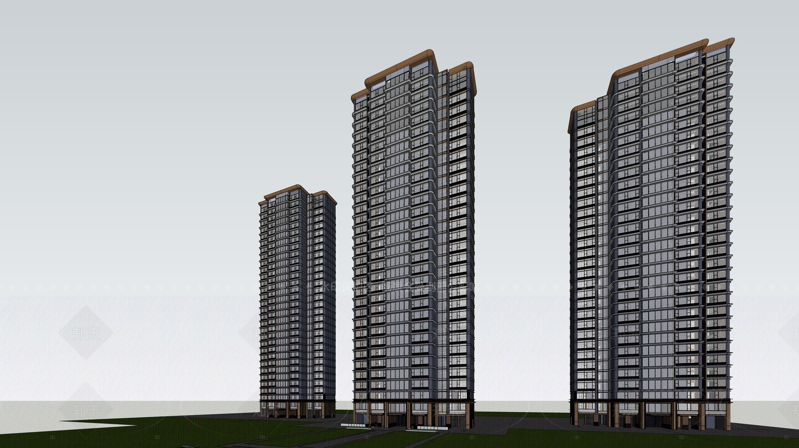 现代高层住宅SU模型下载【ID:1208574023】