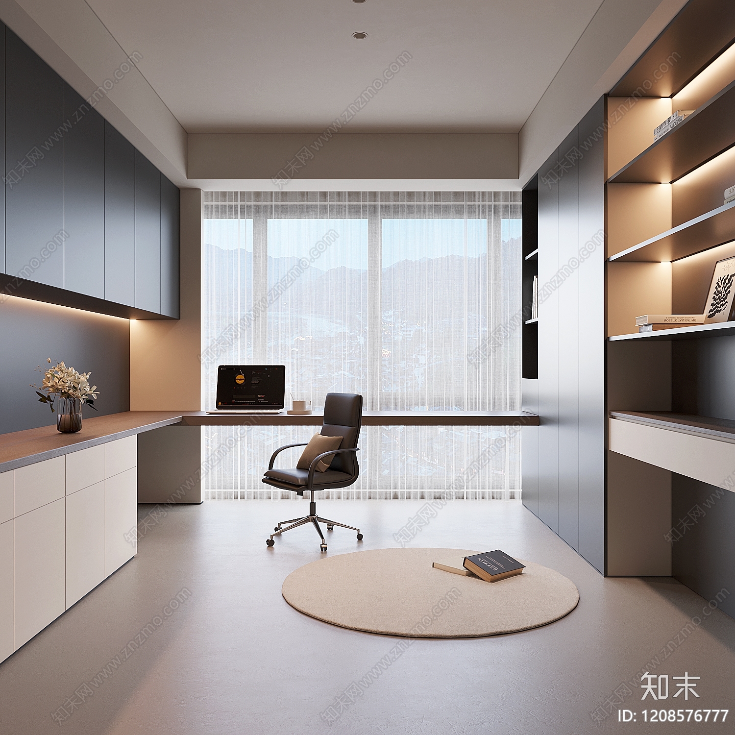 现代极简书房SU模型下载【ID:1208576777】