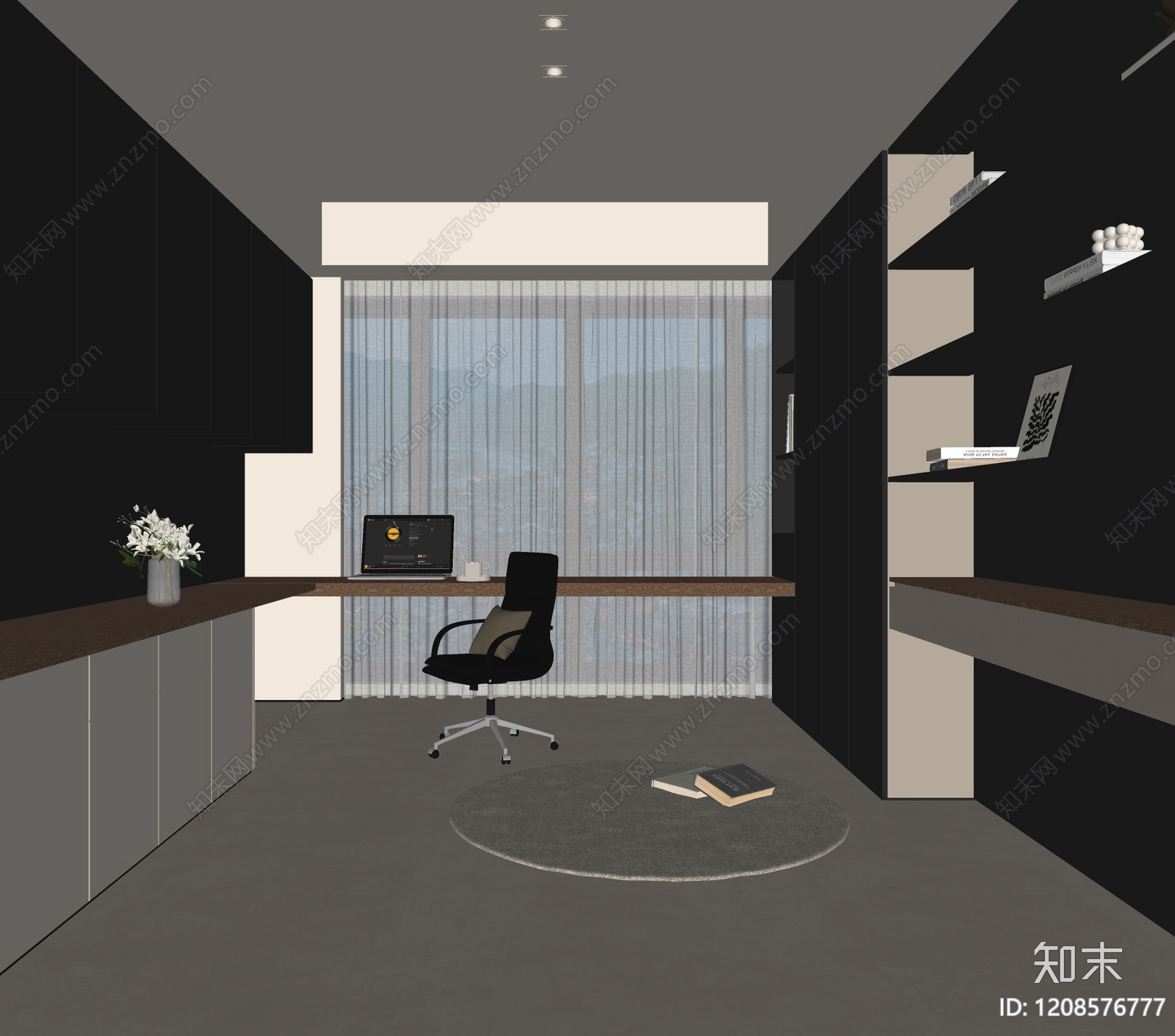 现代极简书房SU模型下载【ID:1208576777】
