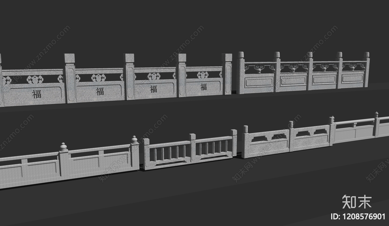 新中式中式石材围挡SU模型下载【ID:1208576901】
