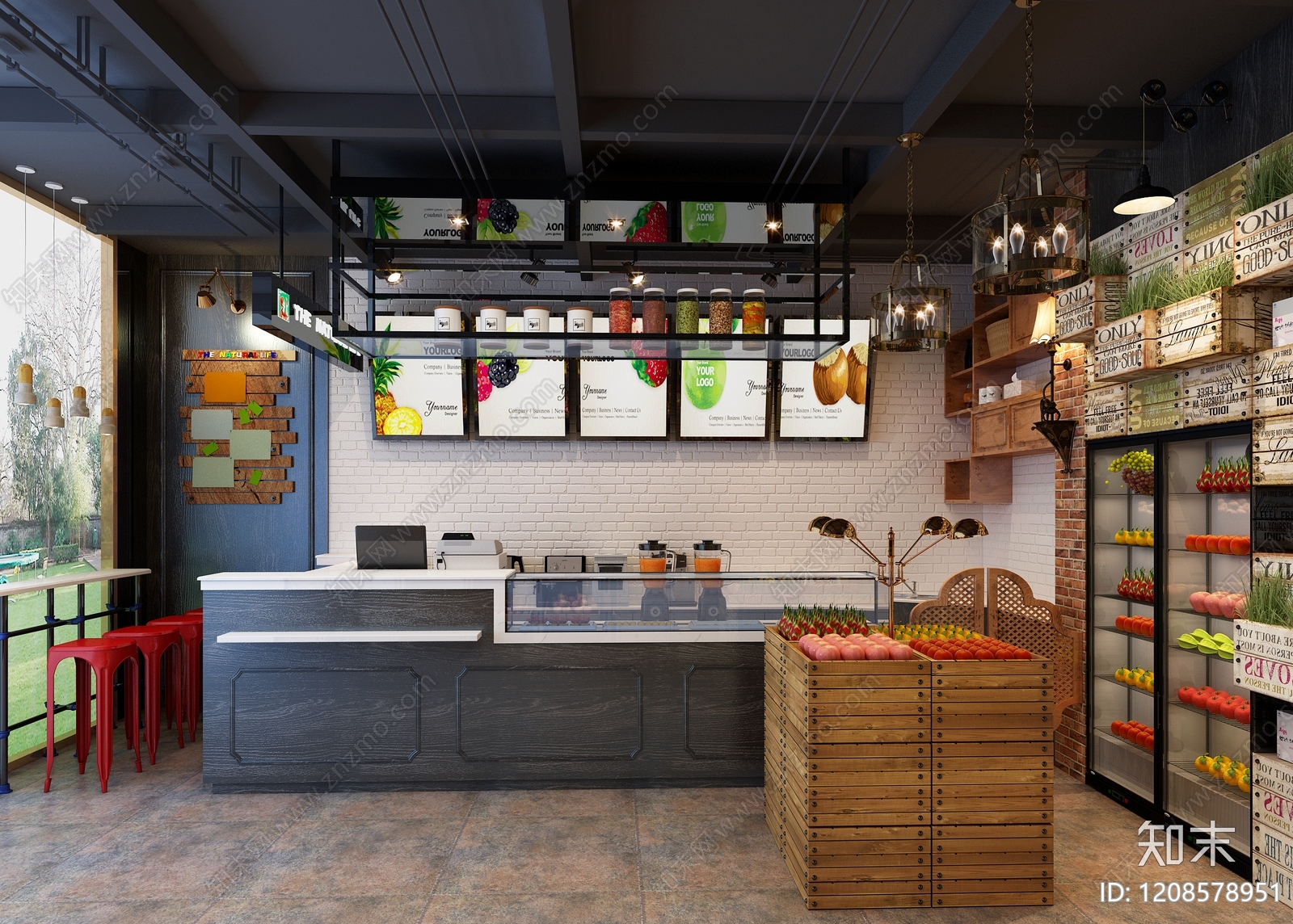 复古风水果店3D模型下载【ID:1208578951】