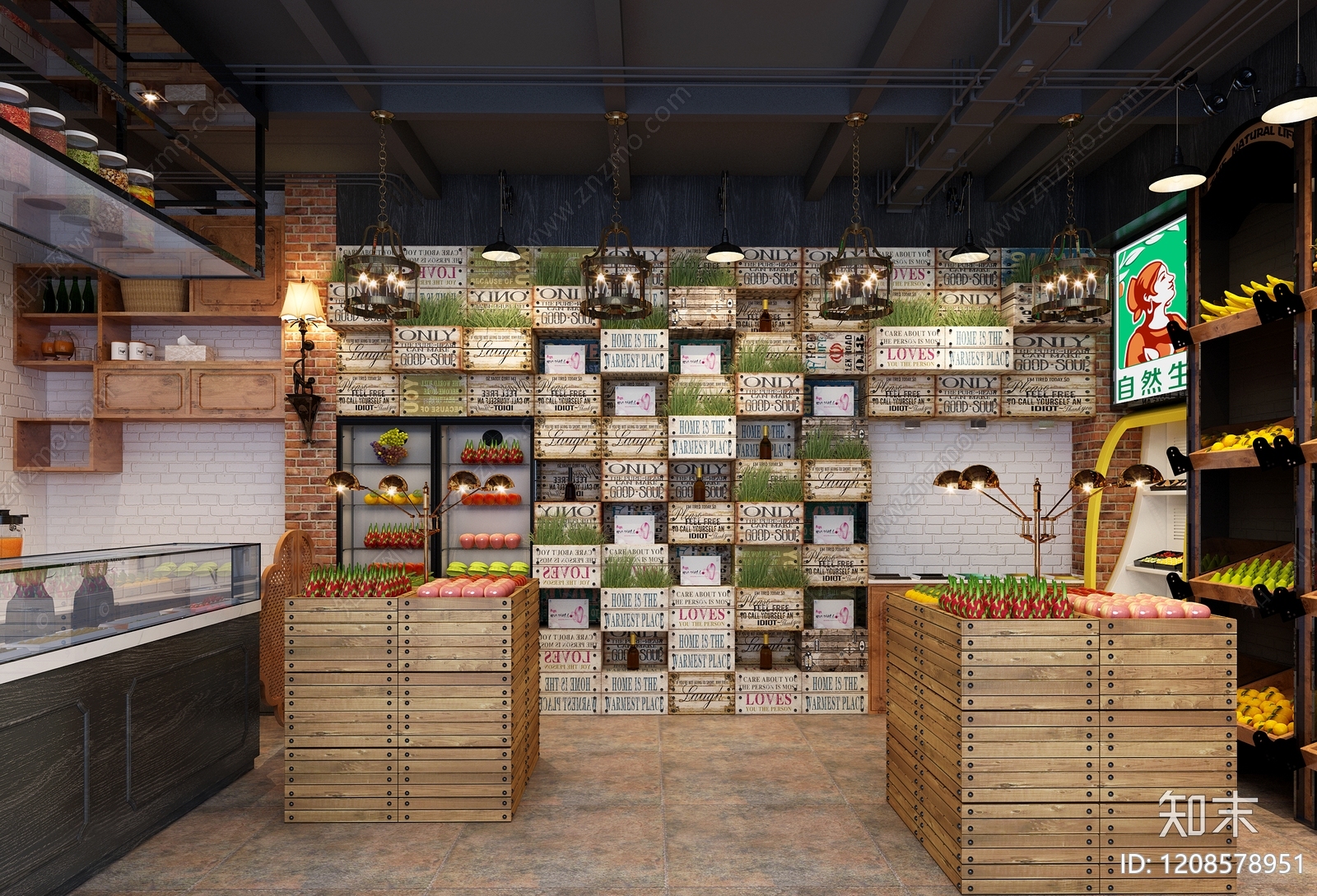 复古风水果店3D模型下载【ID:1208578951】