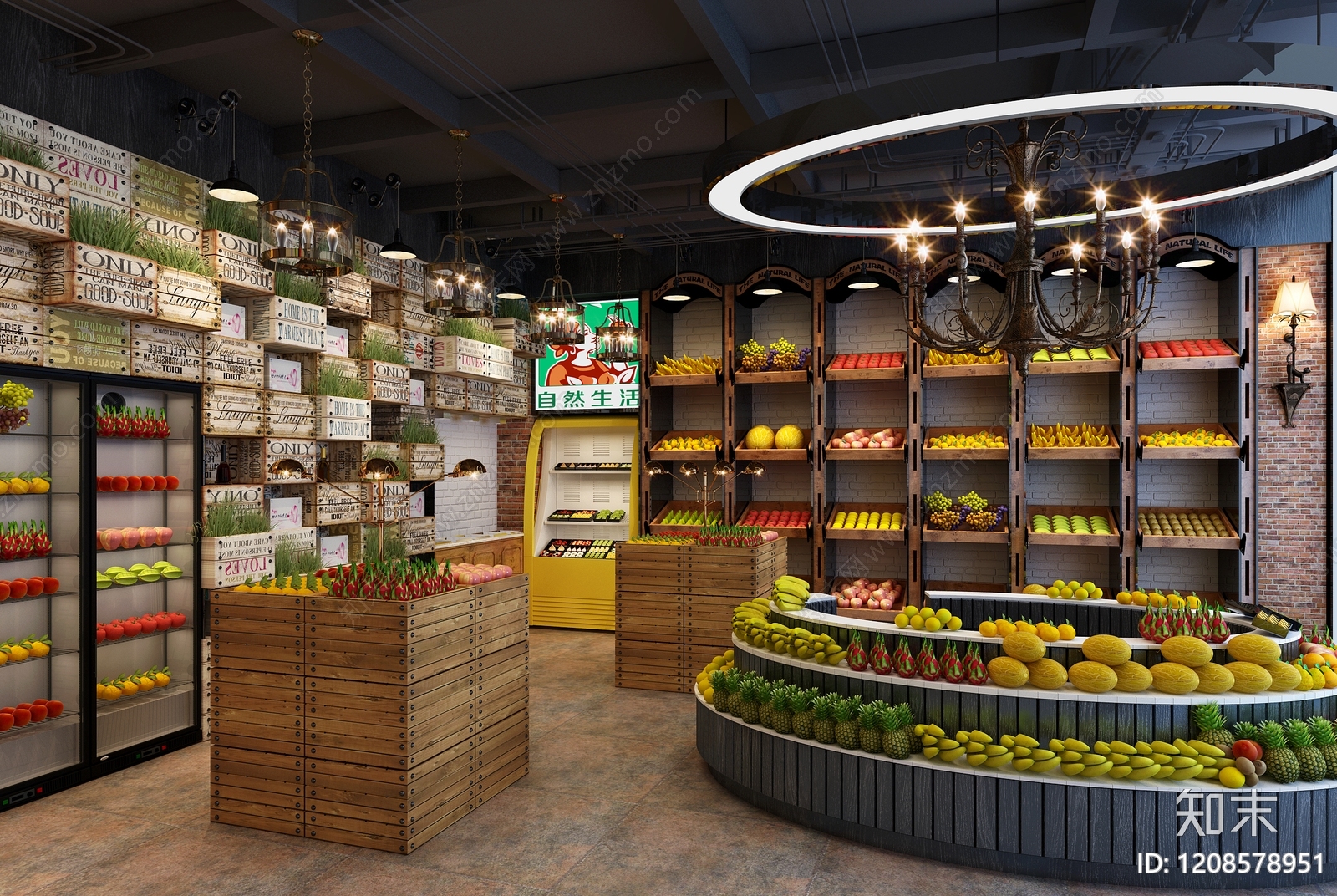 复古风水果店3D模型下载【ID:1208578951】