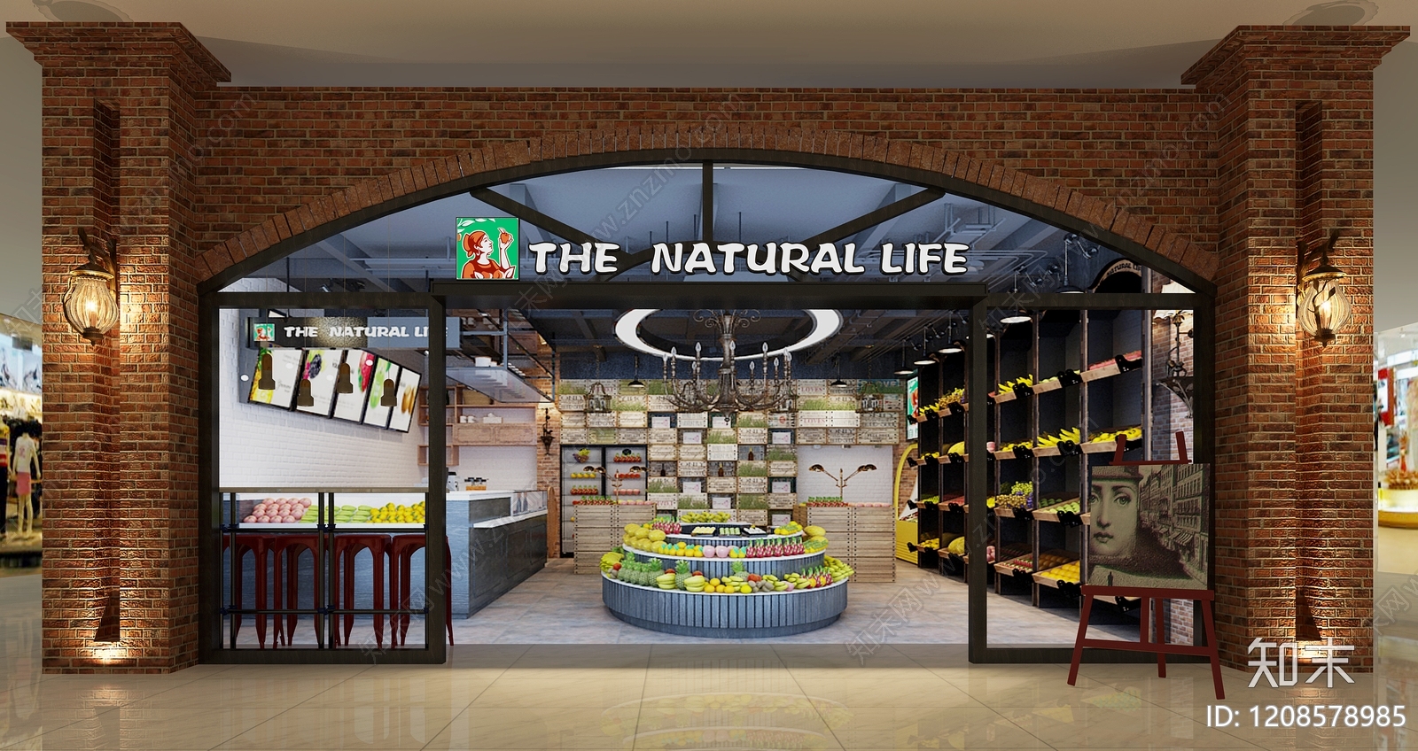 复古工业风水果店3D模型下载【ID:1208578985】