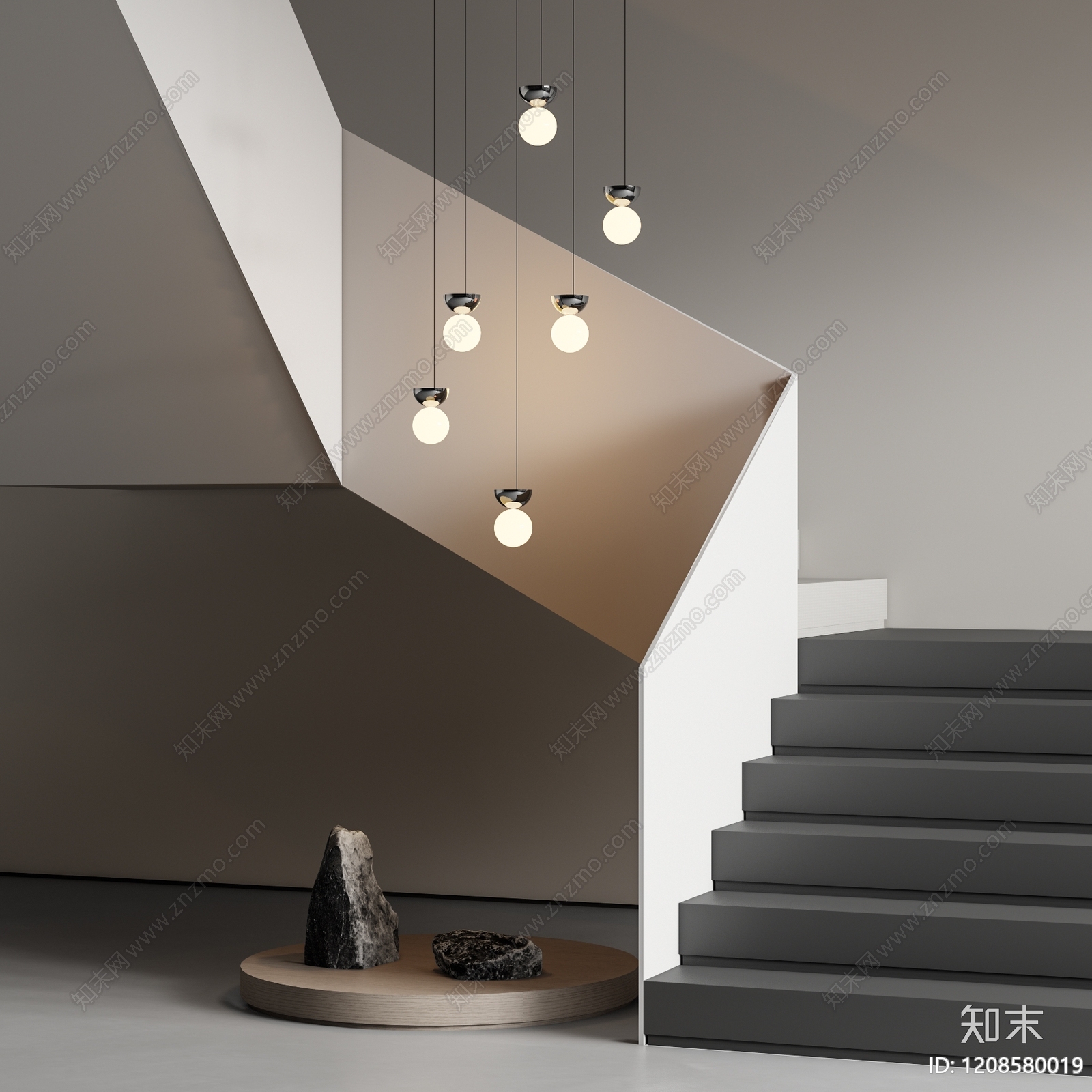 极简楼梯吊灯3D模型下载【ID:1208580019】