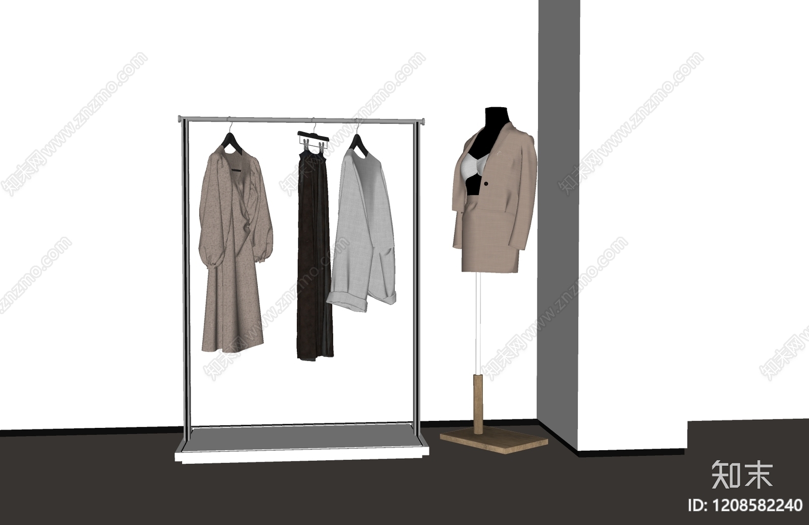 现代复古服装店SU模型下载【ID:1208582240】