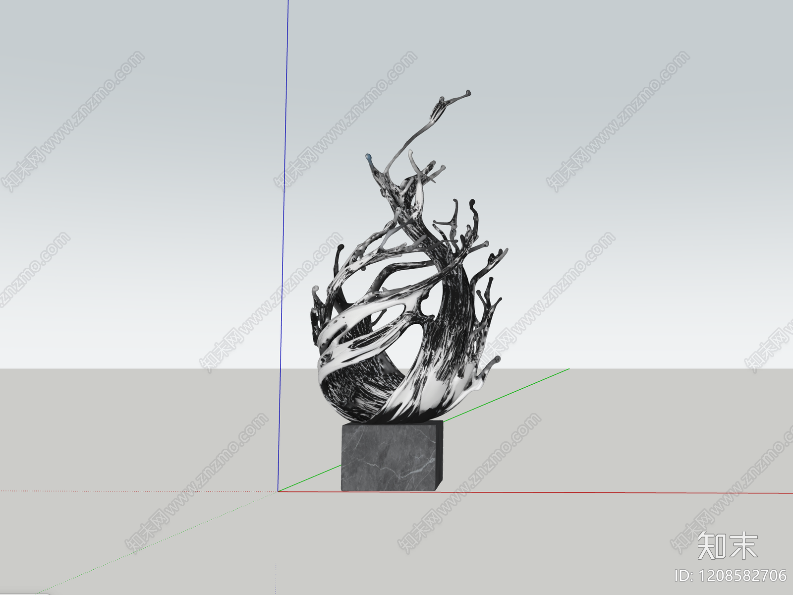 现代极简雕塑SU模型下载【ID:1208582706】