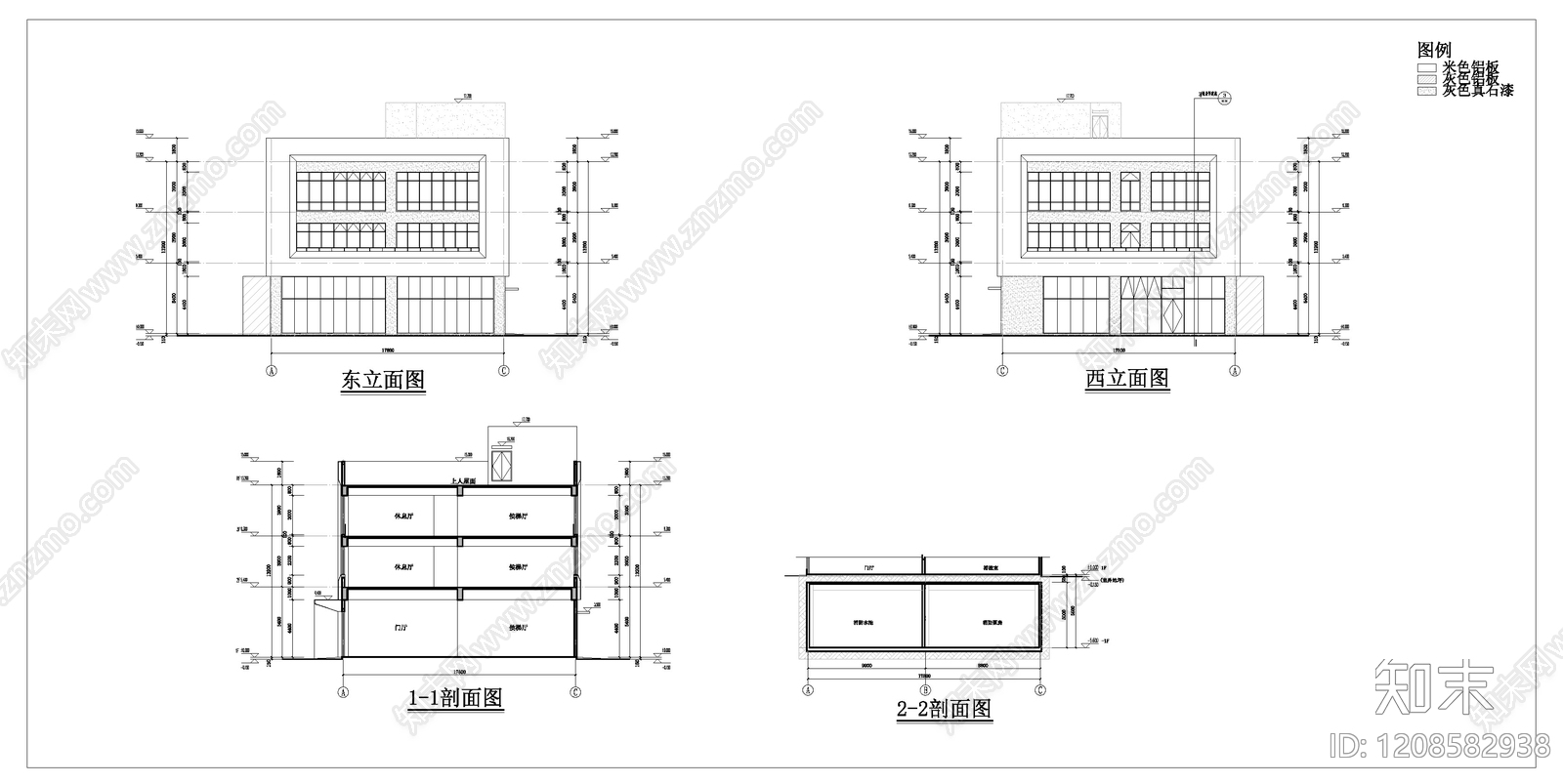 现代简约办公楼建筑cad施工图下载【ID:1208582938】