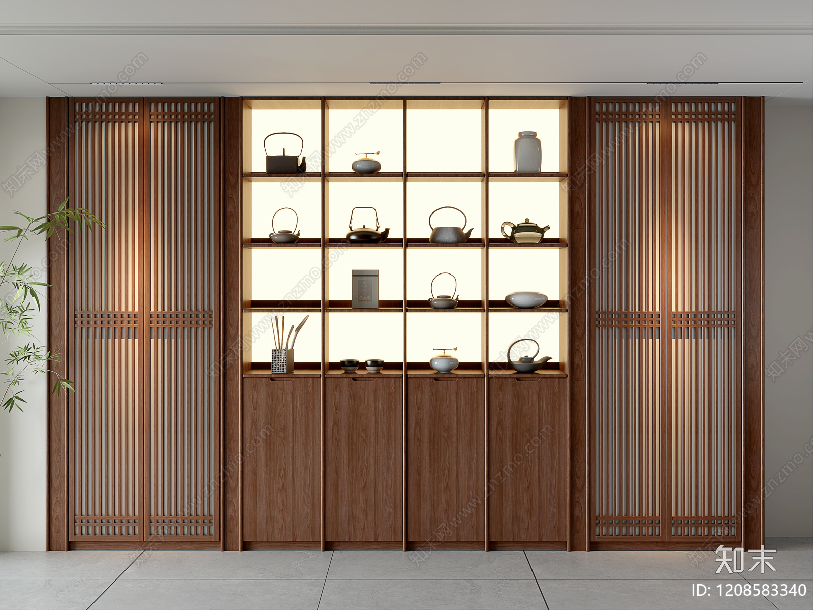 新中式中式茶柜SU模型下载【ID:1208583340】