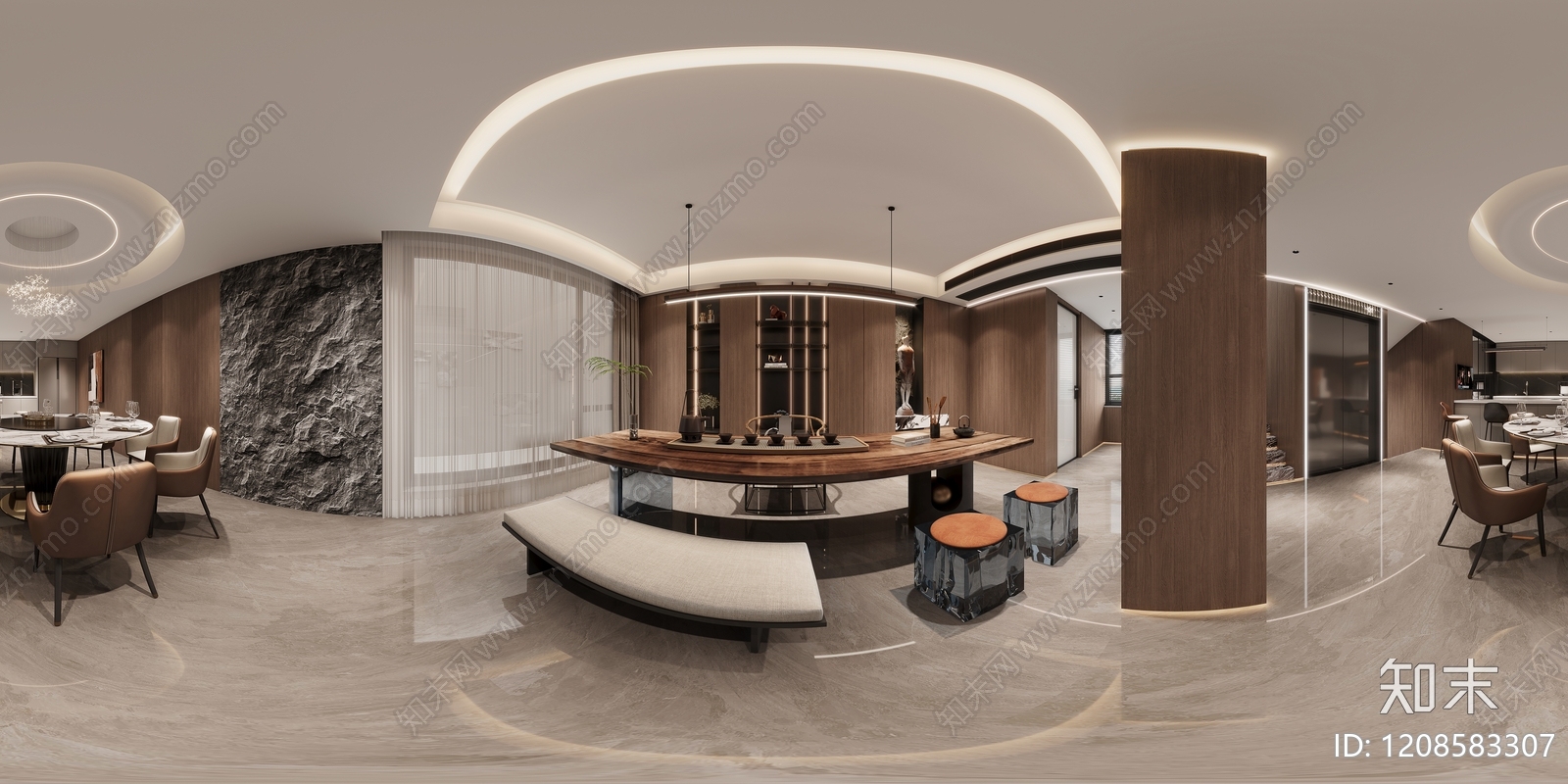 新中式茶室3D模型下载【ID:1208583307】