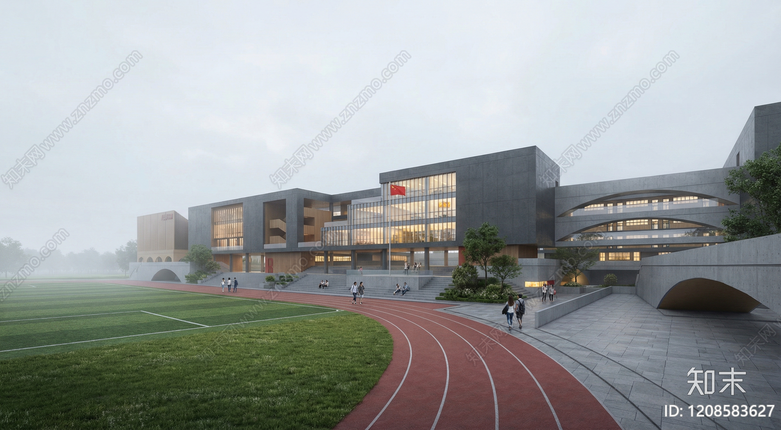 现代侘寂学校建筑SU模型下载【ID:1208583627】