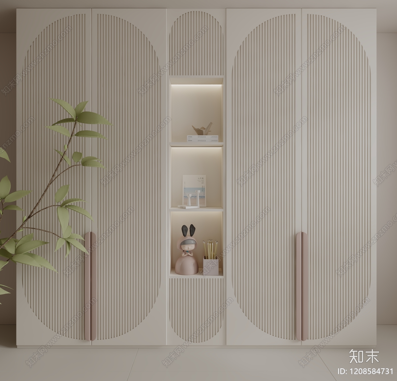 奶油风衣柜3D模型下载【ID:1208584731】