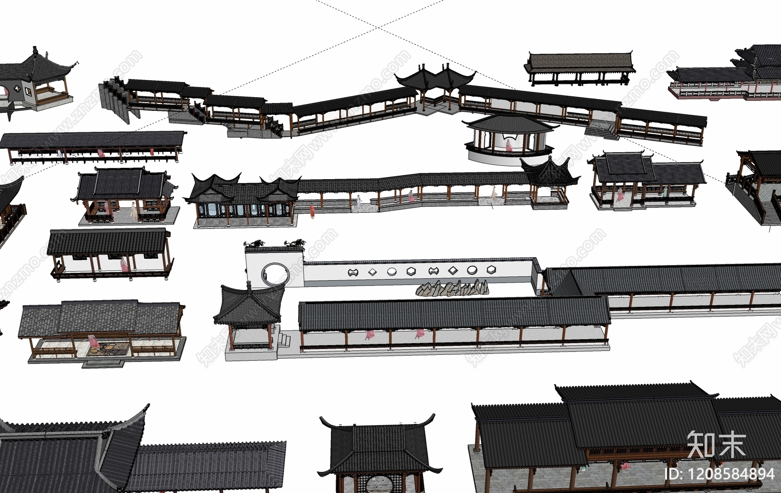 中式其他景观小建筑SU模型下载【ID:1208584894】