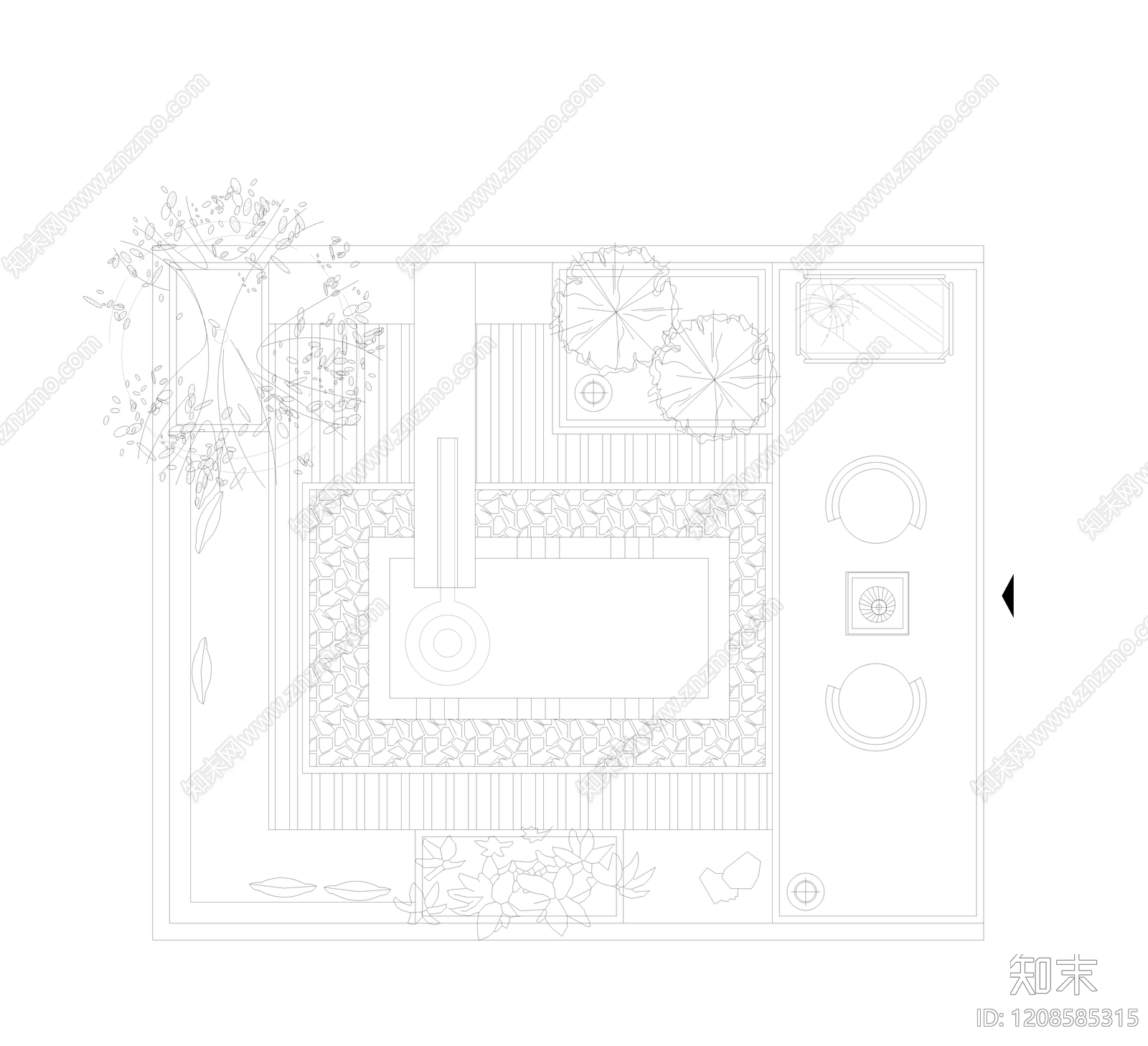 现代室内景观施工图下载【ID:1208585315】