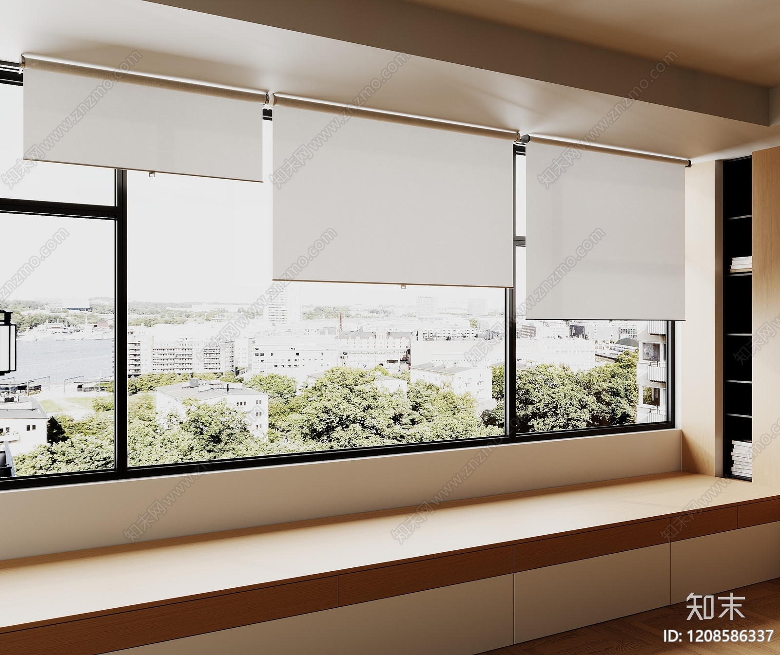 现代窗帘SU模型下载【ID:1208586337】