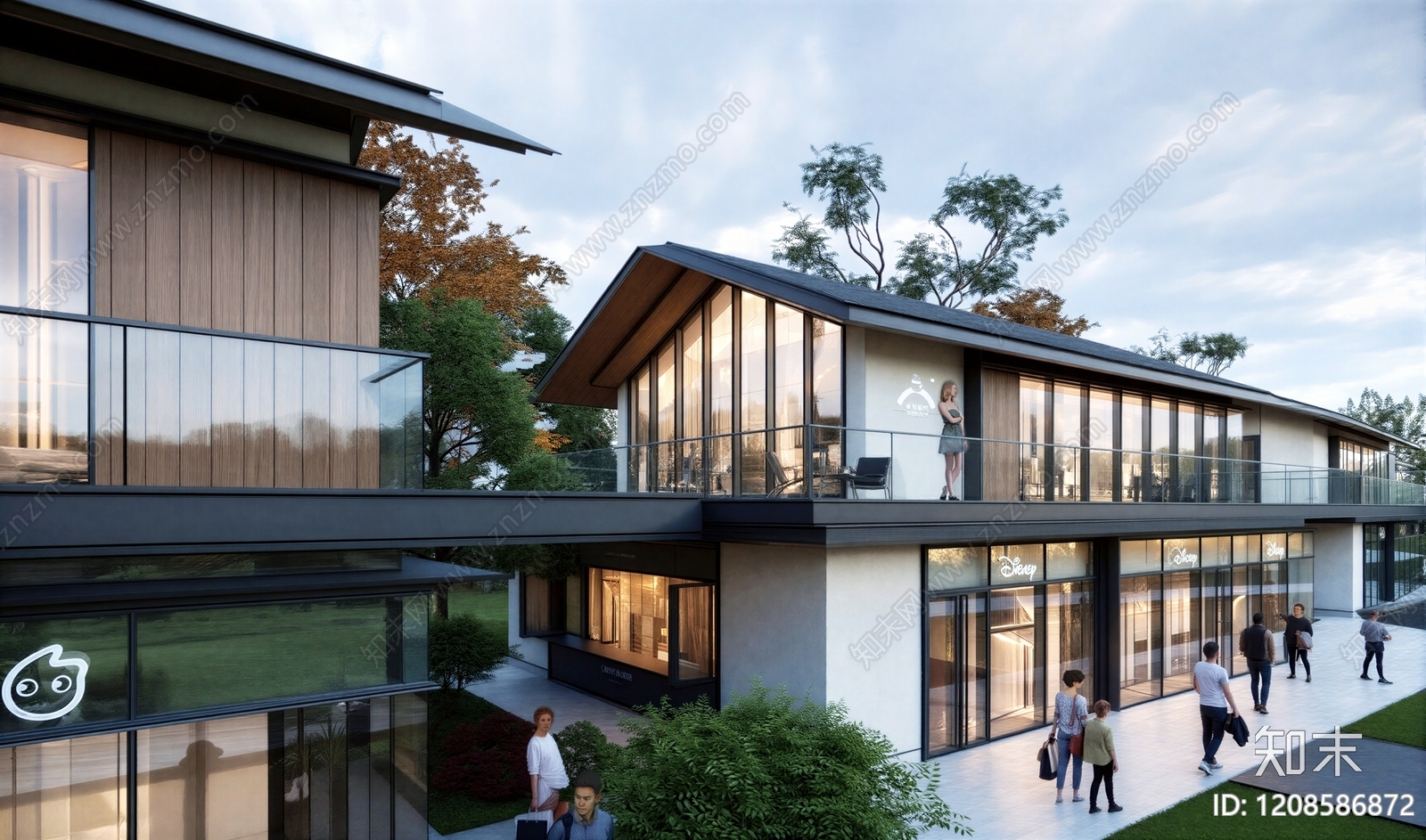 新中式简约商业街SU模型下载【ID:1208586872】