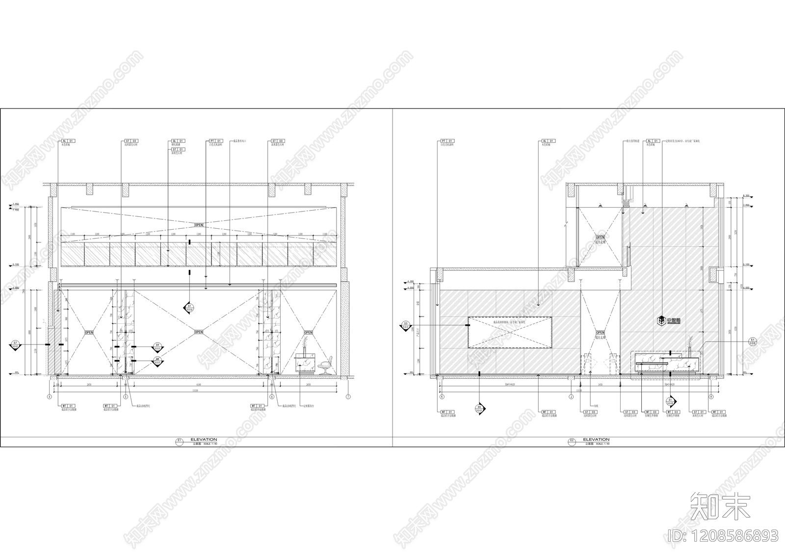 现代整体办公空间cad施工图下载【ID:1208586893】