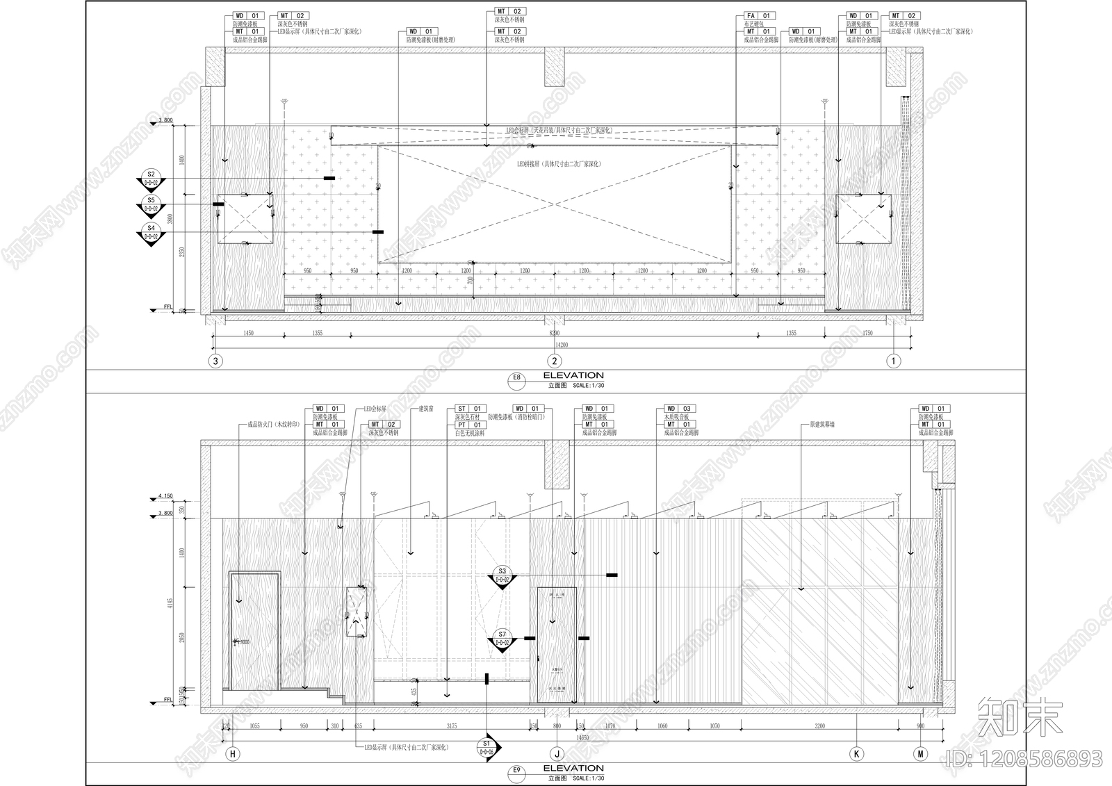 现代整体办公空间cad施工图下载【ID:1208586893】