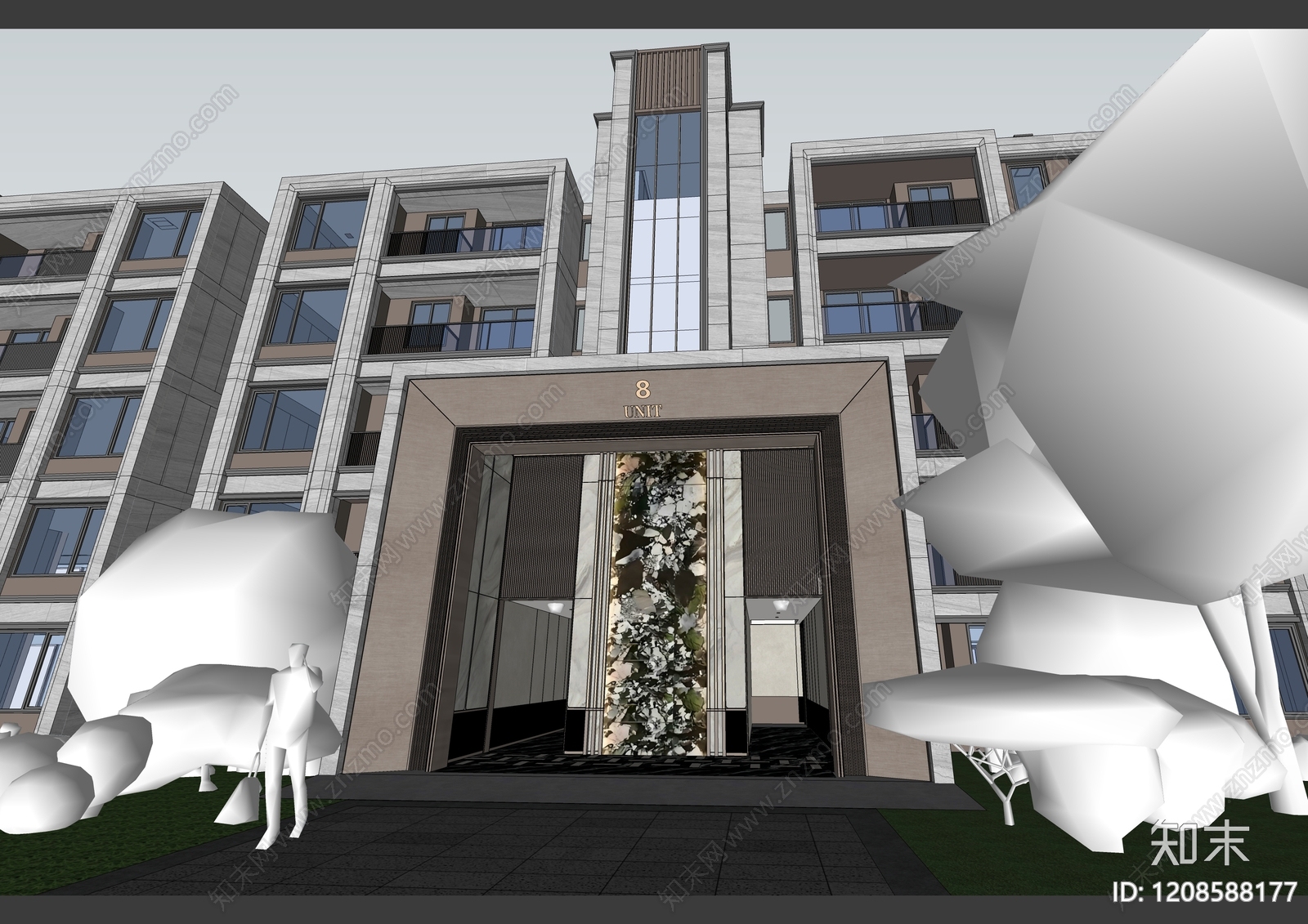 现代轻奢多层住宅SU模型下载【ID:1208588177】