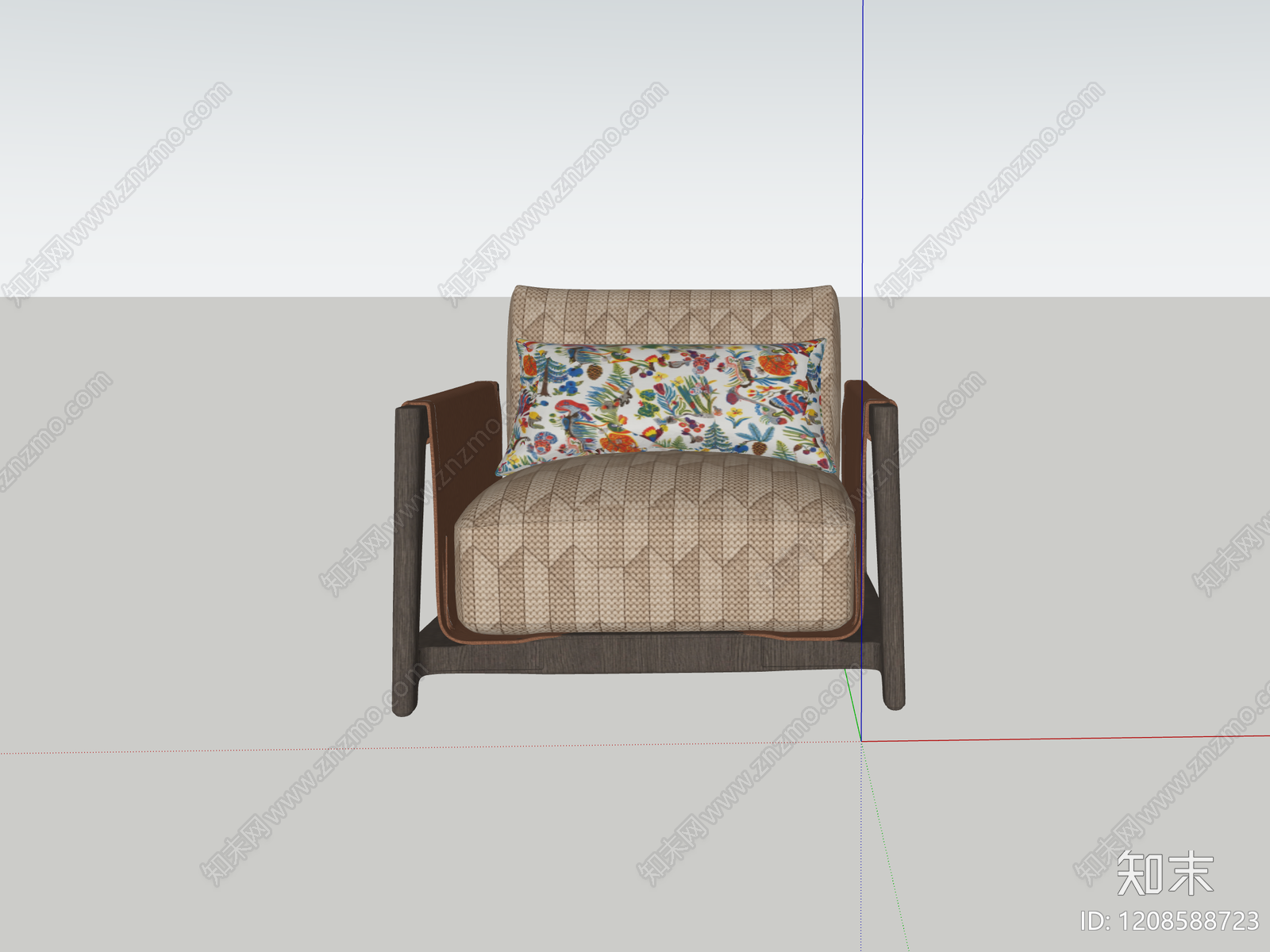 中古复古单人沙发SU模型下载【ID:1208588723】