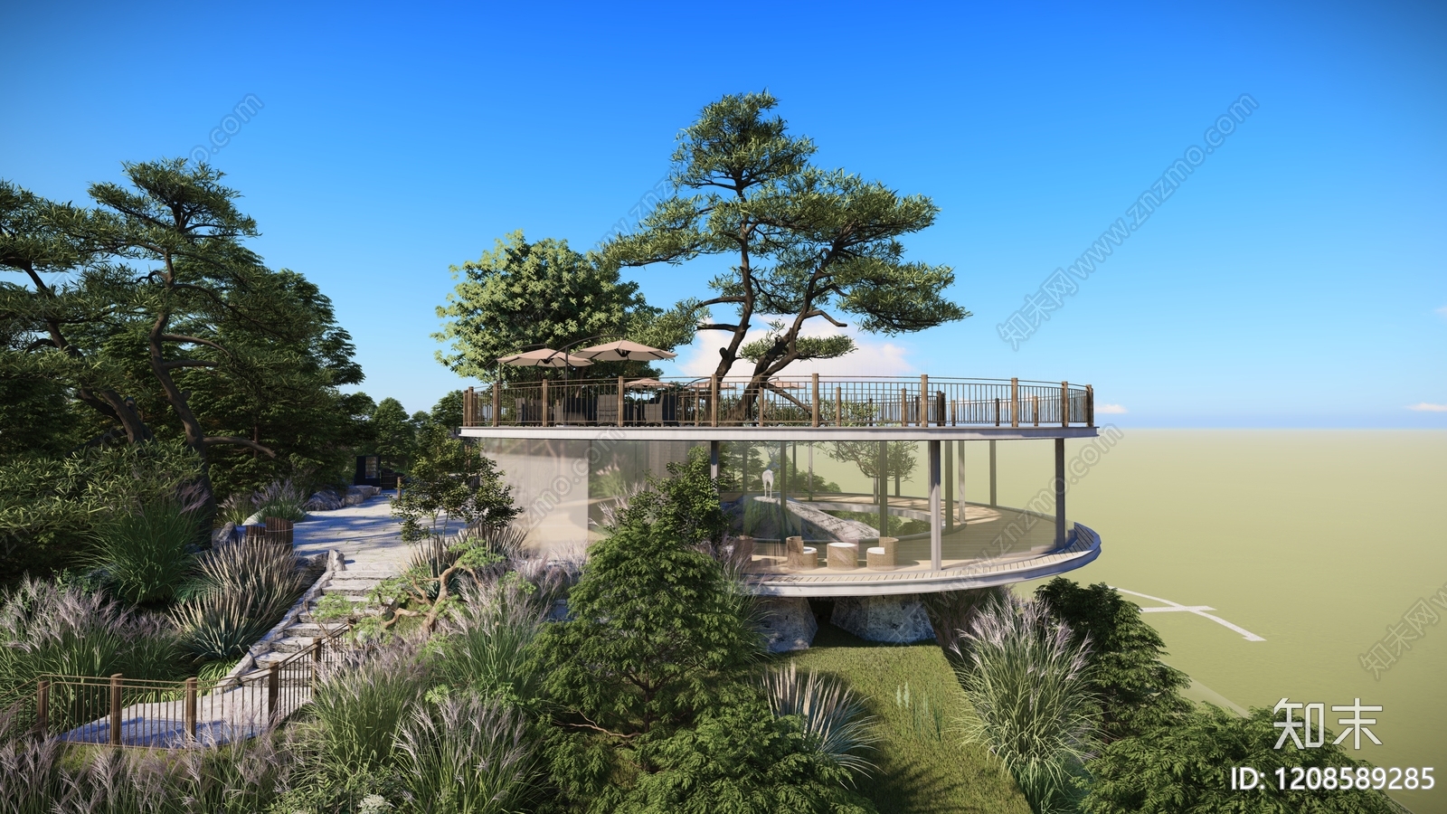 现代观景平台SU模型下载【ID:1208589285】