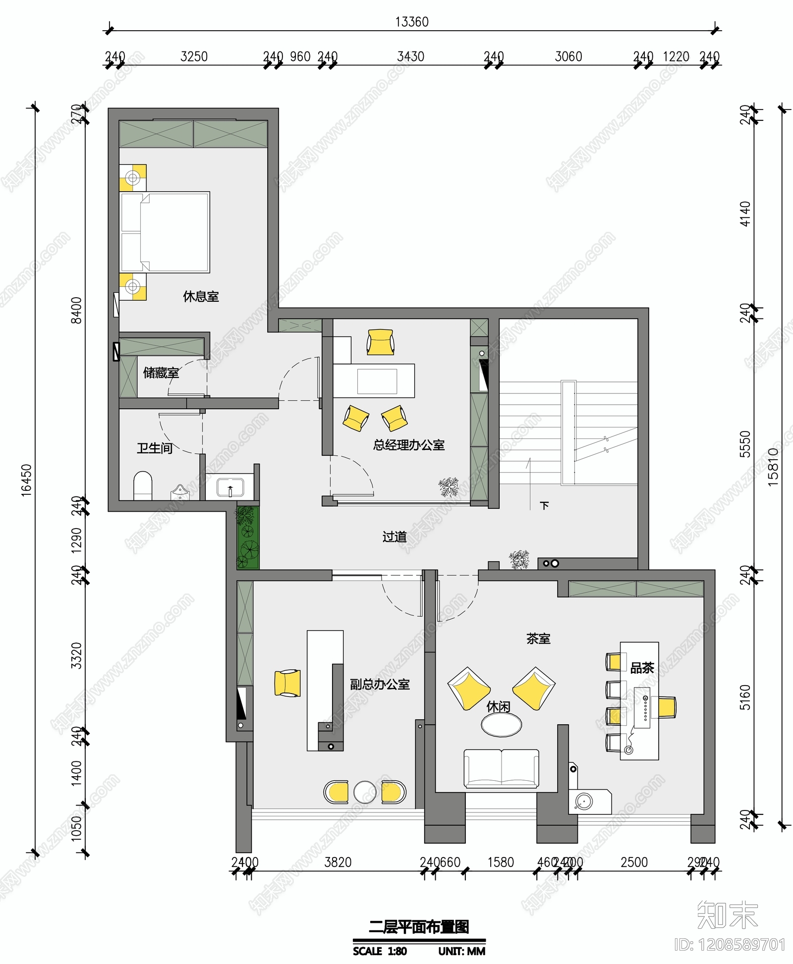 现代整体办公空间cad施工图下载【ID:1208589701】