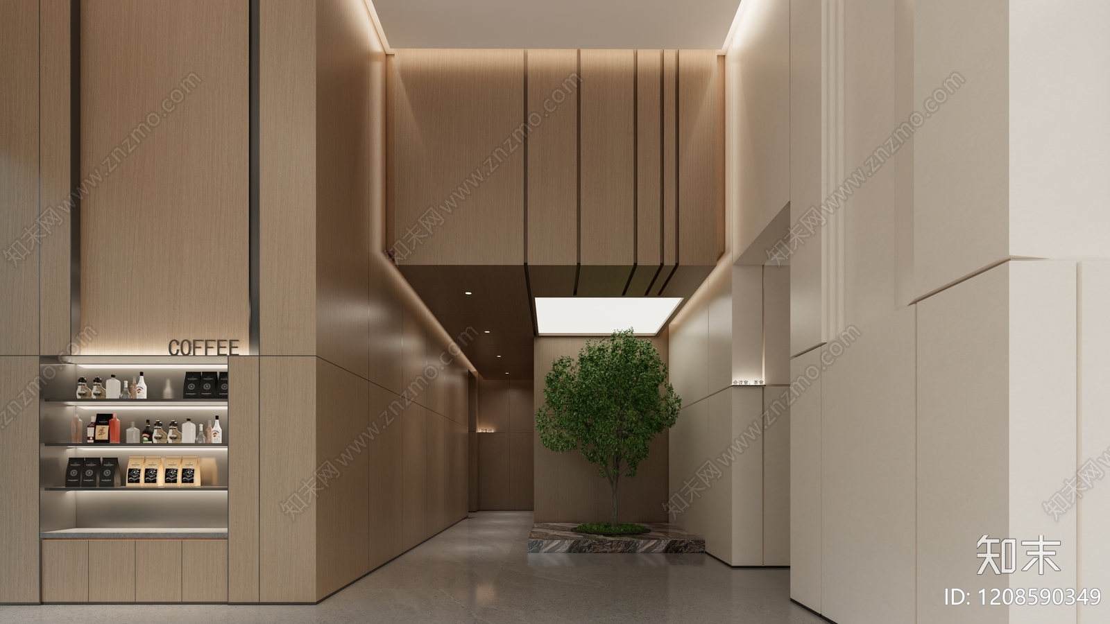现代极简办公大堂SU模型下载【ID:1208590349】