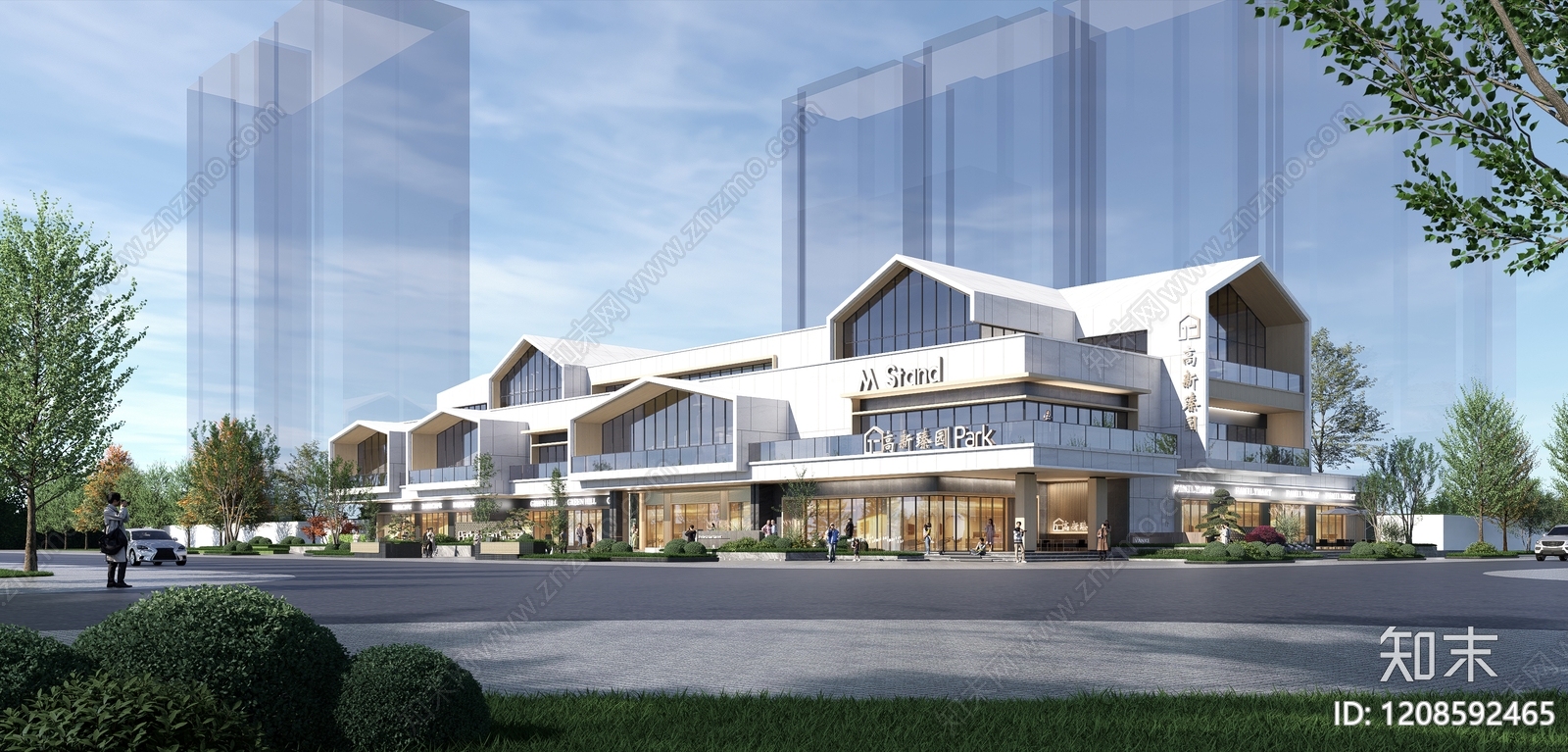 现代售楼处建筑SU模型下载【ID:1208592465】