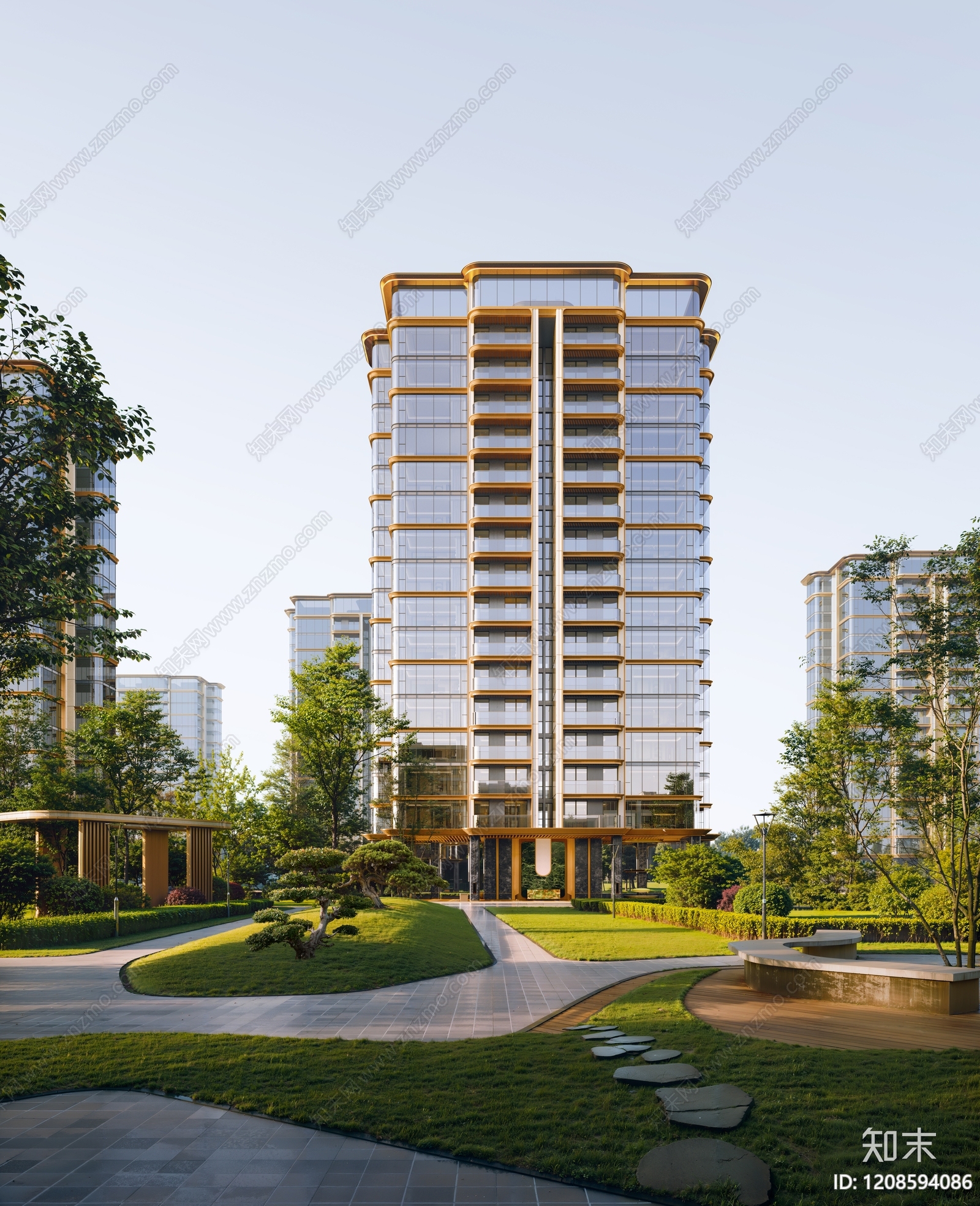 现代极简高层住宅SU模型下载【ID:1208594086】