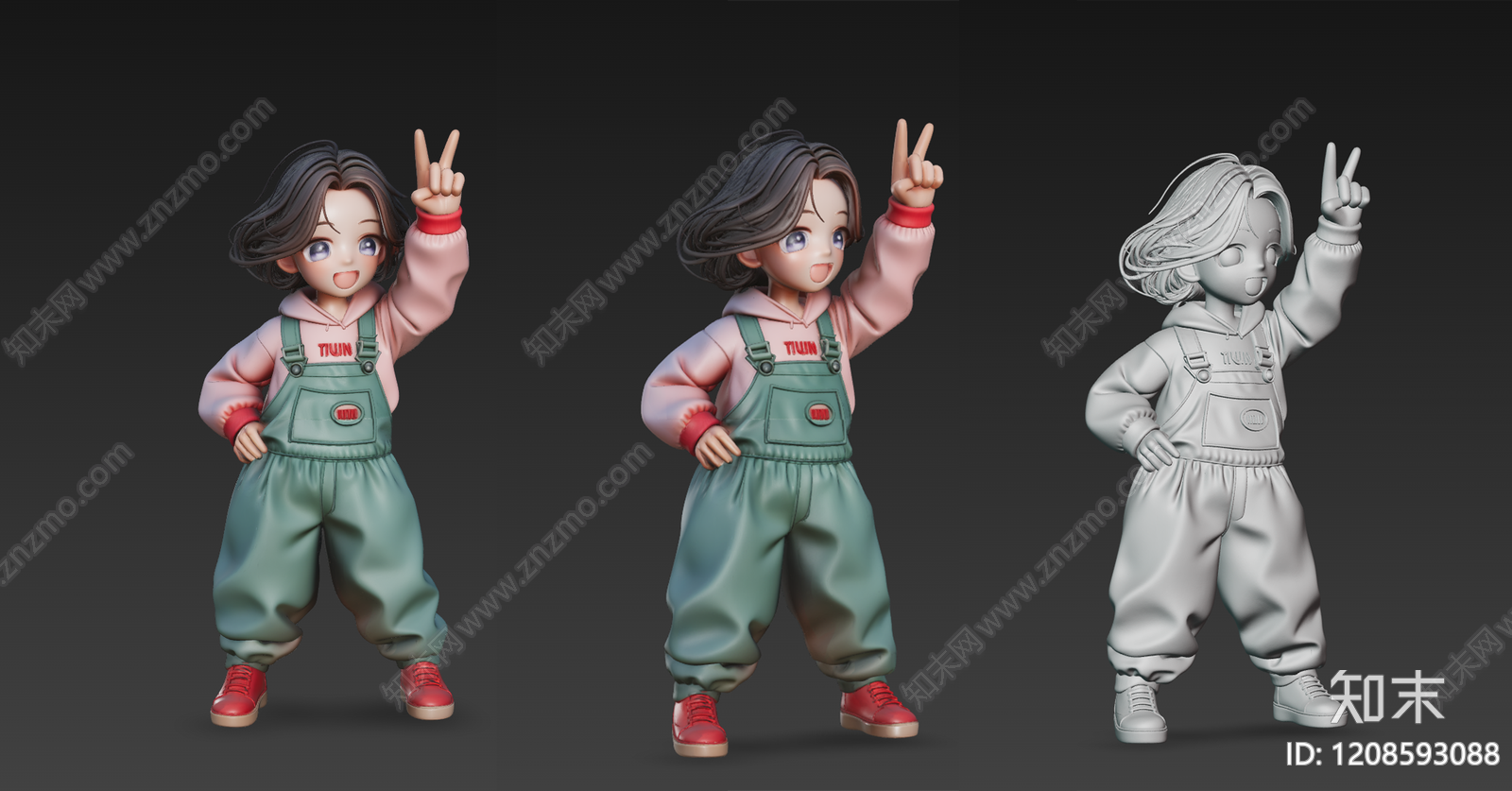 卡通写实风虚拟人物3D模型下载【ID:1208593088】