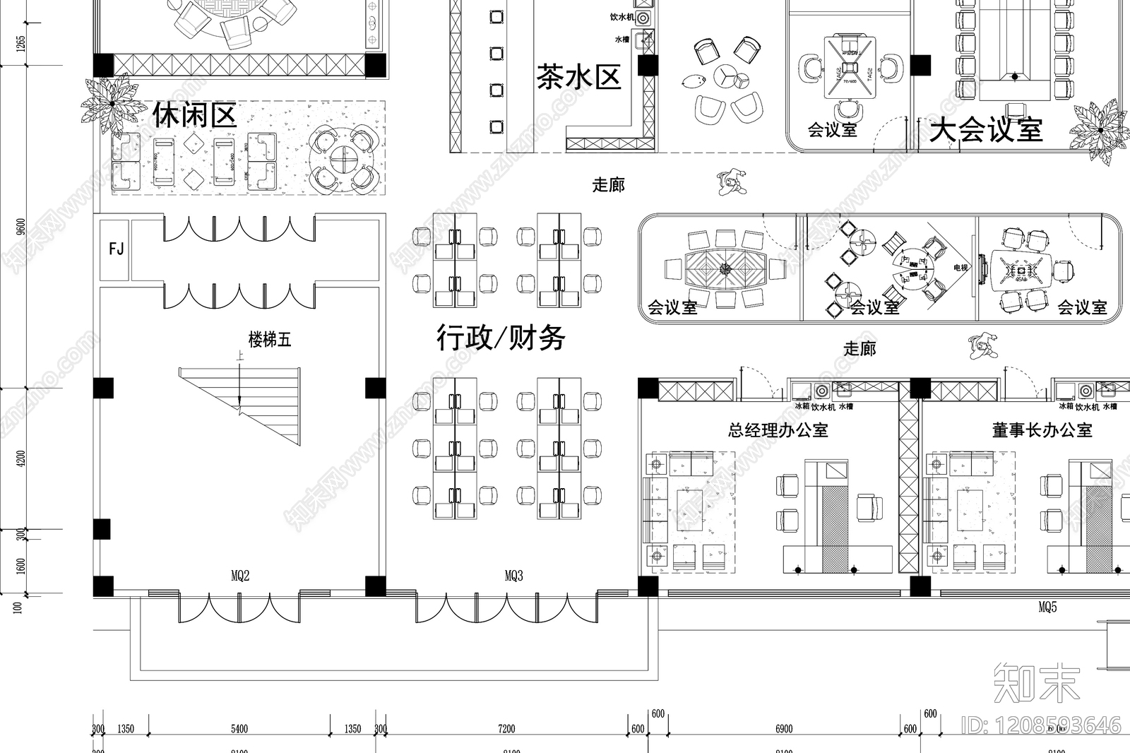 现代整体办公空间cad施工图下载【ID:1208593646】