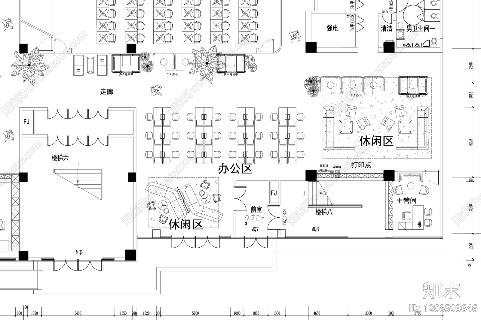 现代整体办公空间cad施工图下载【ID:1208593646】
