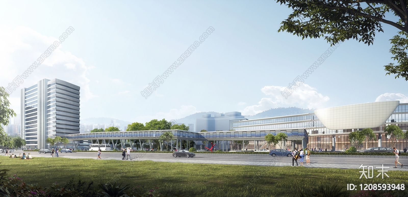 现代主义学校外观3D模型下载【ID:1208593948】