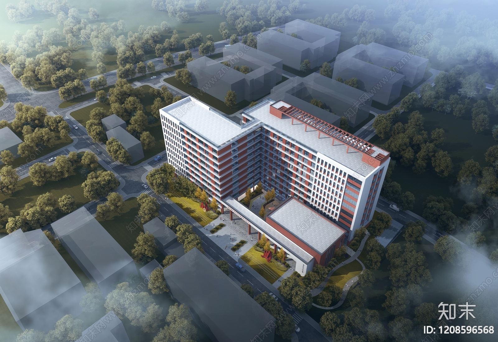 现代主义学校外观3D模型下载【ID:1208596568】