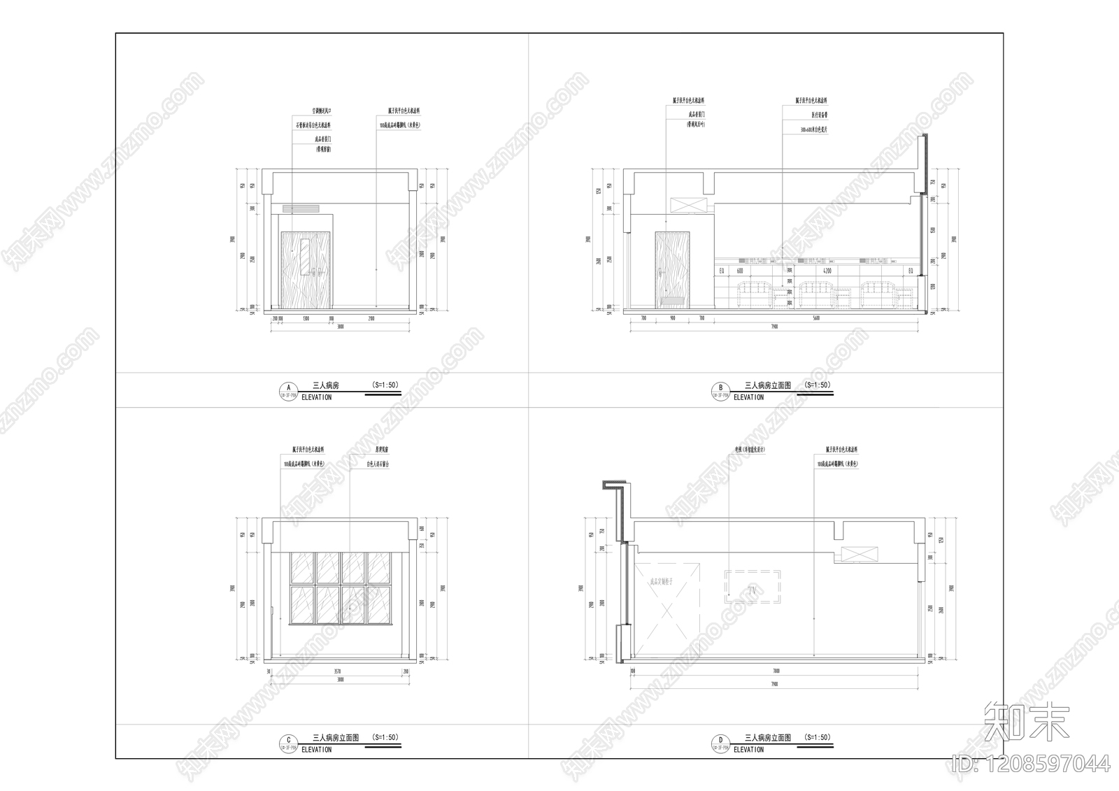 现代医院cad施工图下载【ID:1208597044】