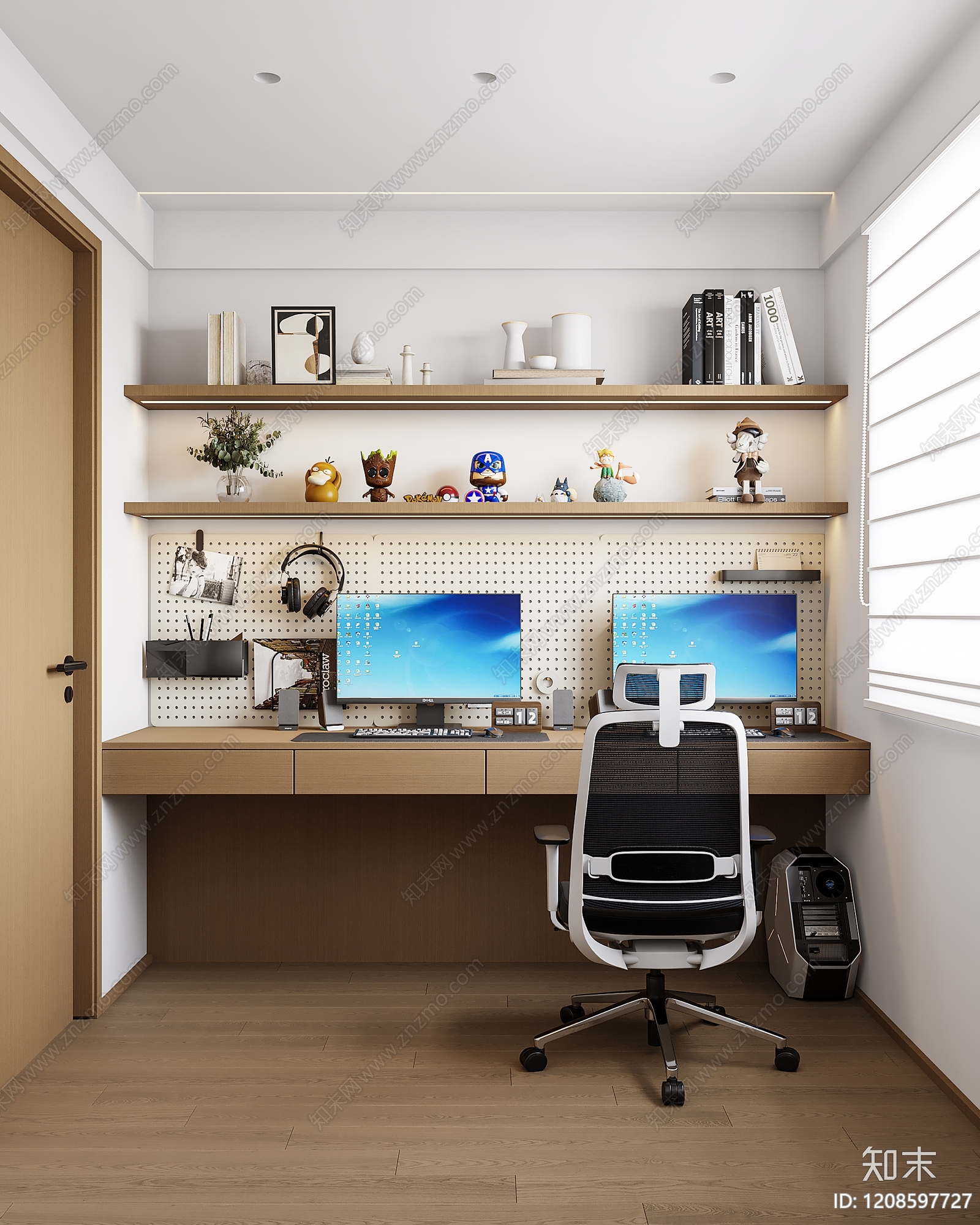 原木风书房3D模型下载【ID:1208597727】