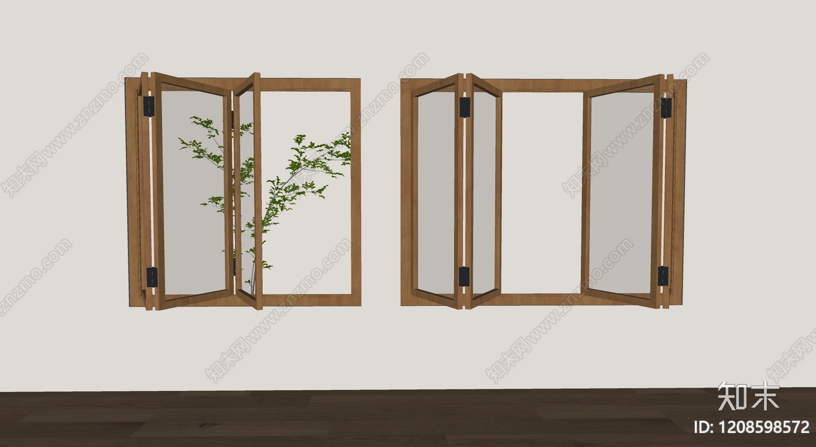 现代折叠窗SU模型下载【ID:1208598572】