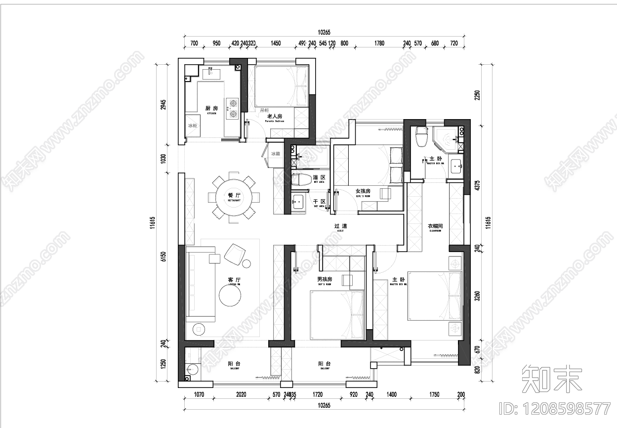 大平层cad施工图下载【ID:1208598577】