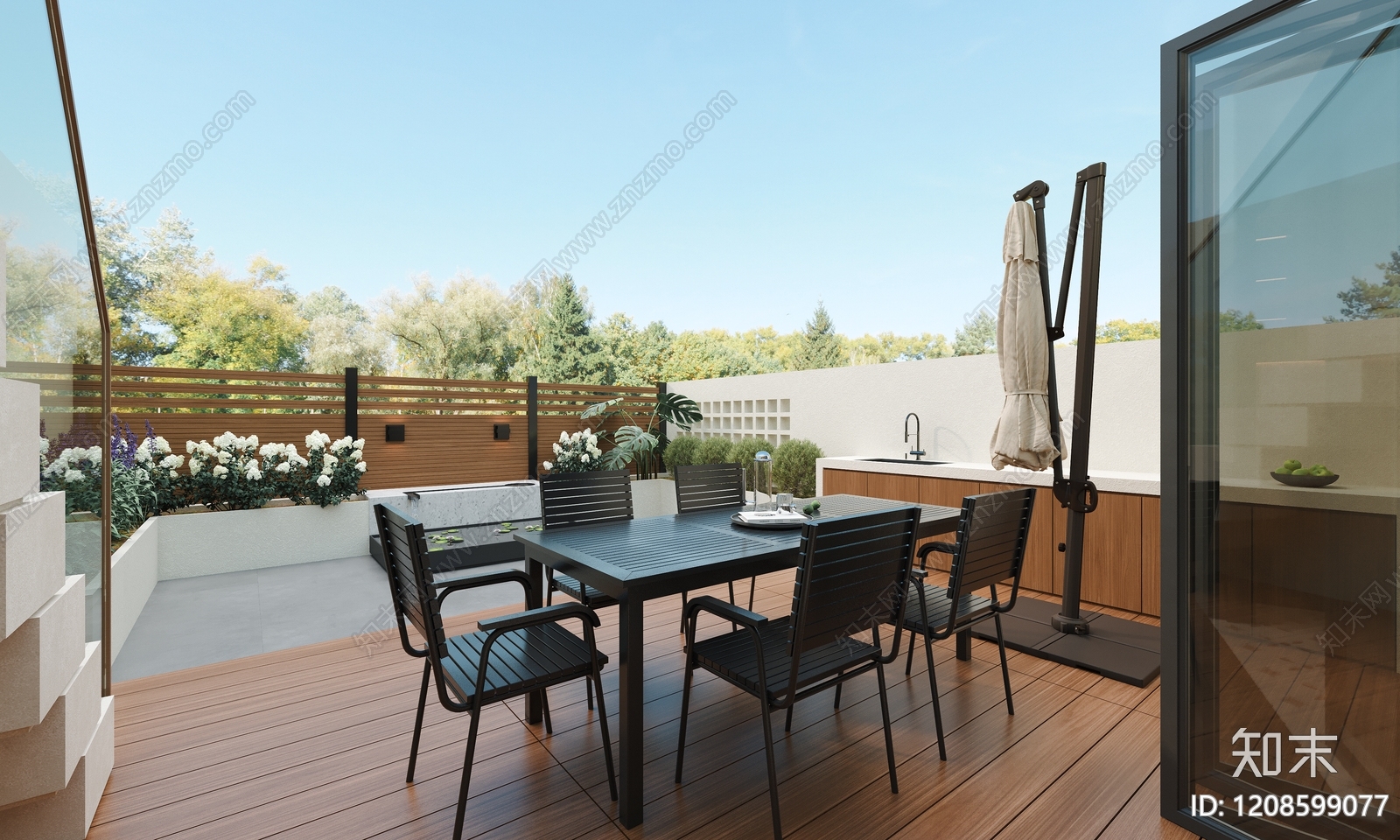 现代简约屋顶花园3D模型下载【ID:1208599077】