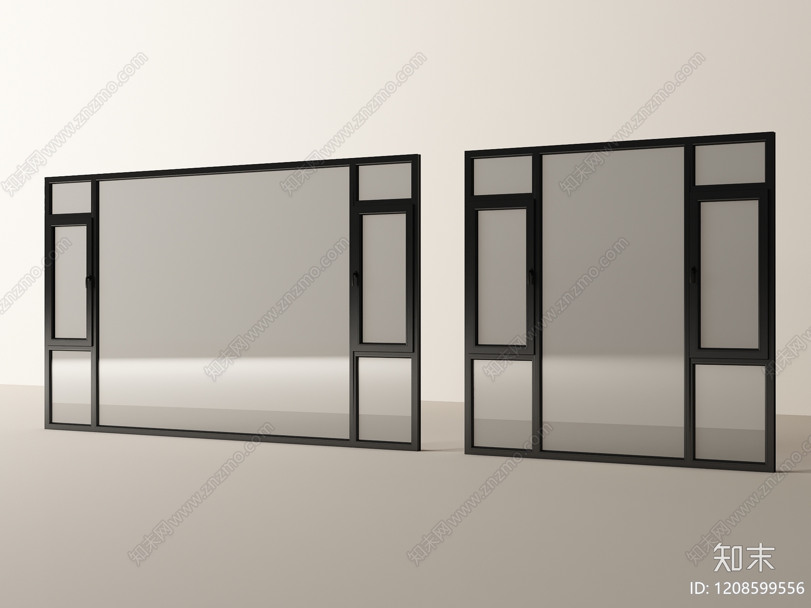 现代落地窗SU模型下载【ID:1208599556】