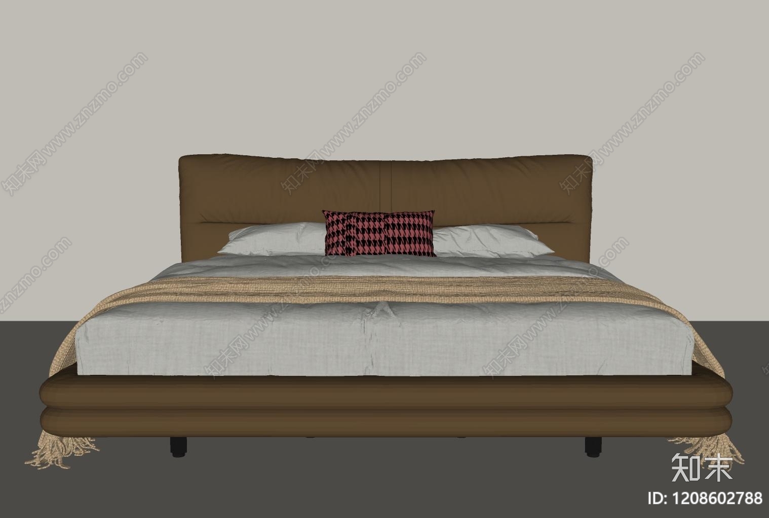 现代轻奢双人床SU模型下载【ID:1208602788】
