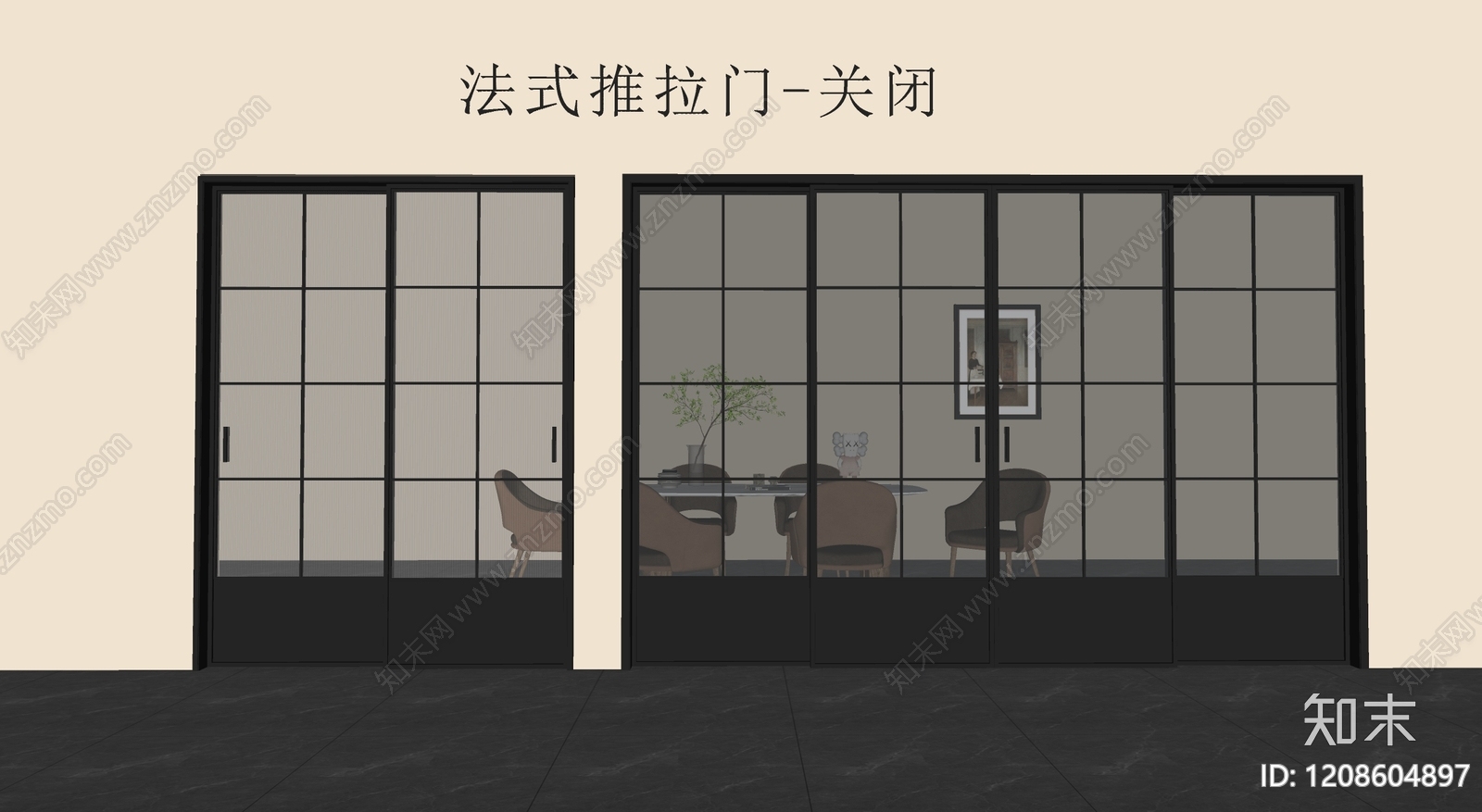 法式推拉门SU模型下载【ID:1208604897】