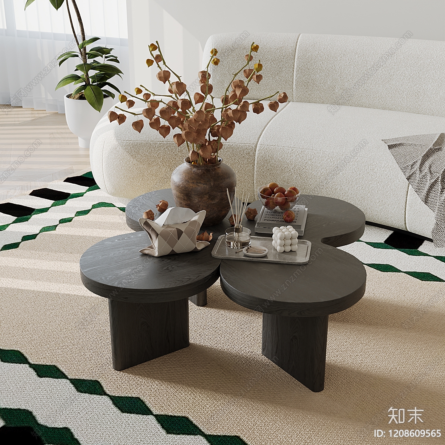 奶油风茶几3D模型下载【ID:1208609565】